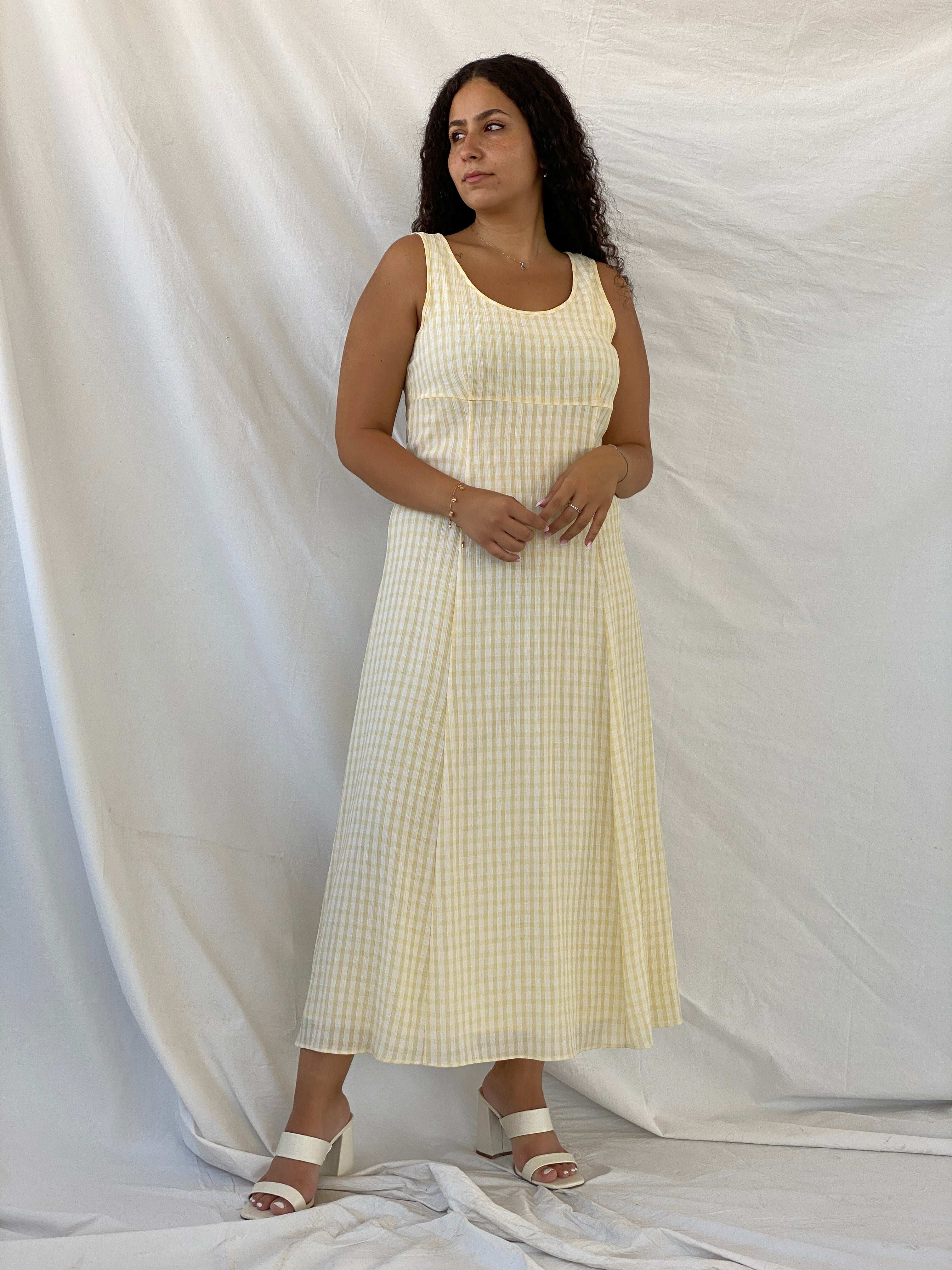 Vintage Principles Gingham Print Yellow Maxi Dress - XL - Balagan Vintage Maxi Dress 00s, Dina, summer, summer dress