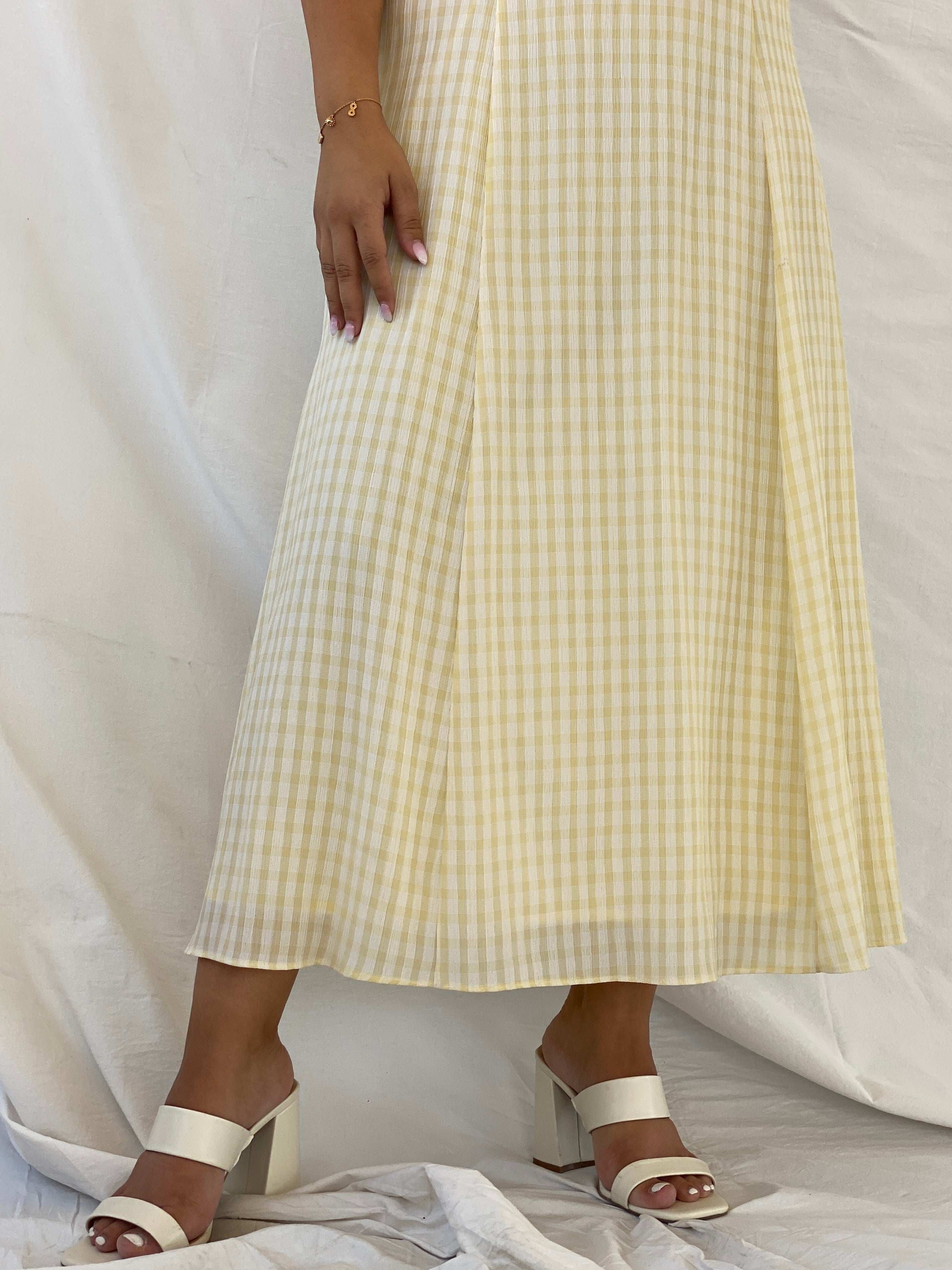 Vintage Principles Gingham Print Yellow Maxi Dress - XL - Balagan Vintage Maxi Dress 00s, Dina, summer, summer dress