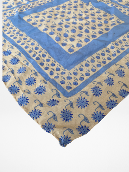 Vintage Prochownick Square Silk Blue & Beige Scarf - Balagan Vintage Scarf 00s, multicolored, NEW IN, scarf, summer