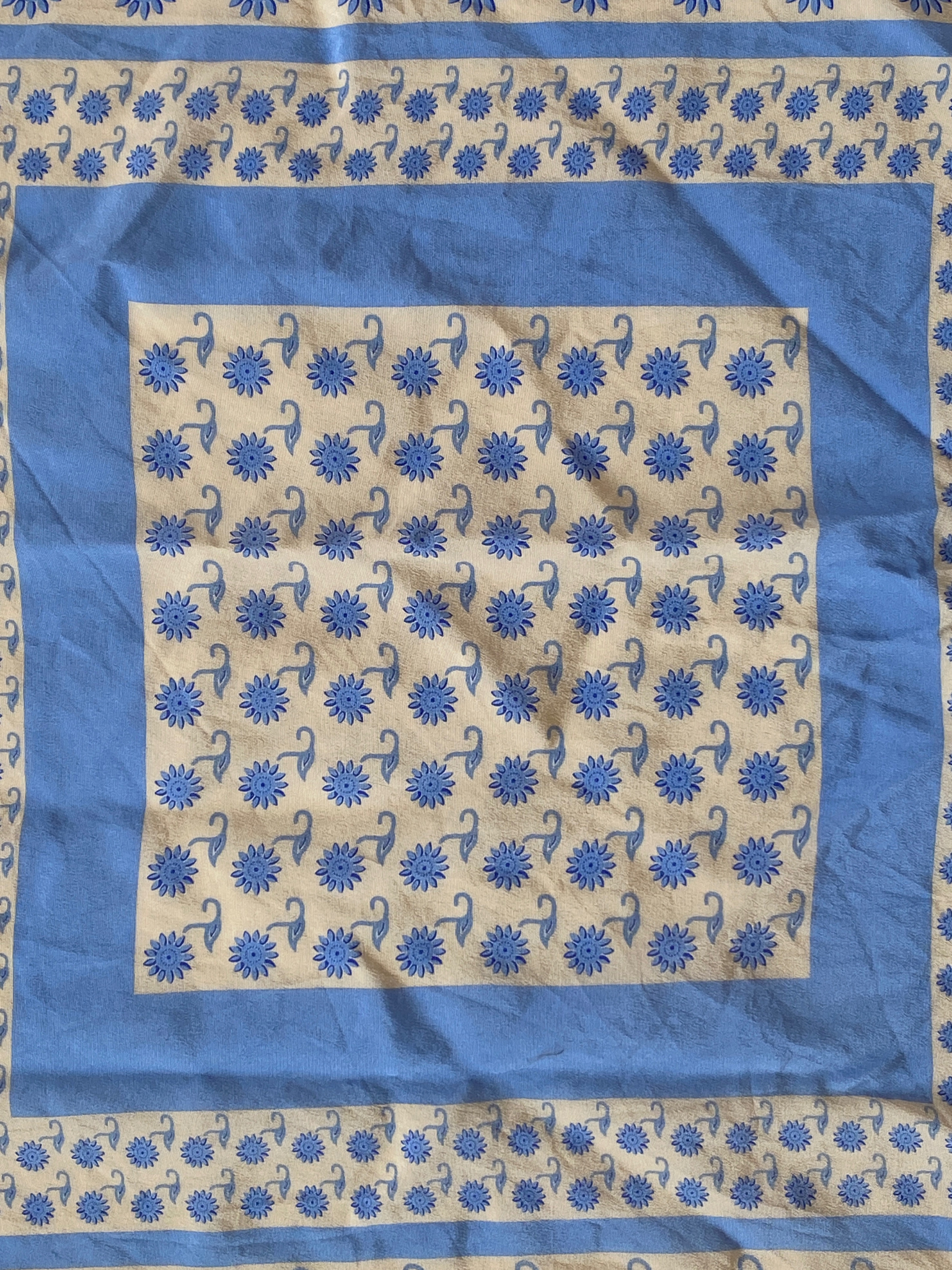Vintage Prochownick Square Silk Blue & Beige Scarf - Balagan Vintage Scarf 00s, multicolored, NEW IN, scarf, summer