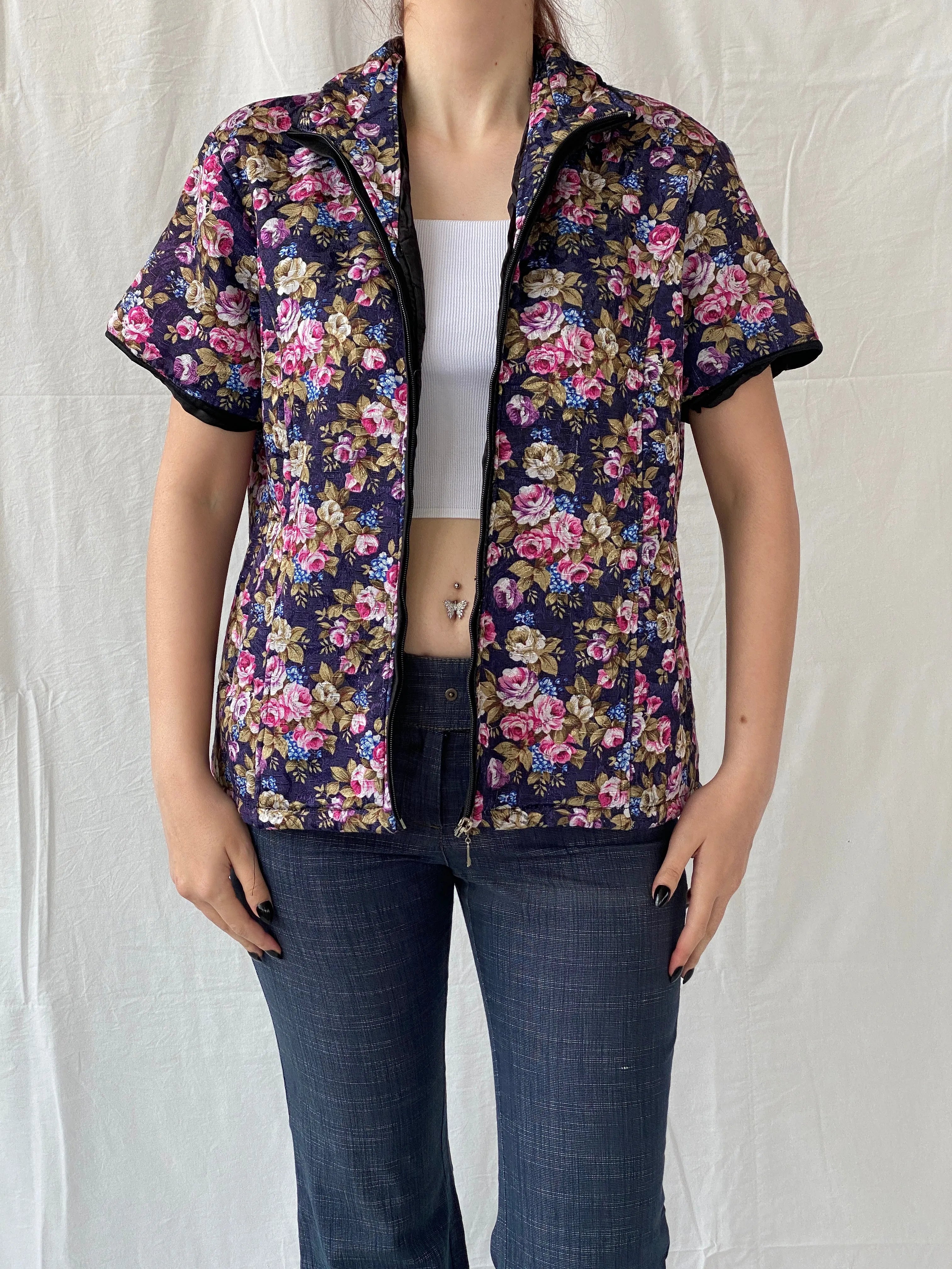 Vintage Quilted Piaona Disha Bolero Kimono Ethnic Floral Multicolor Jacket - L - Balagan Vintage Jacket 90s, Ayah, Coats&Jackets, jacket, vintage