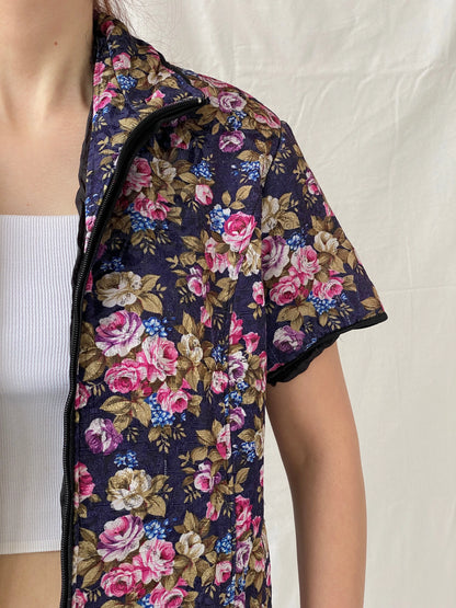 Vintage Quilted Piaona Disha Bolero Kimono Ethnic Floral Multicolor Jacket - L - Balagan Vintage Jacket 90s, Ayah, Coats&Jackets, jacket, vintage
