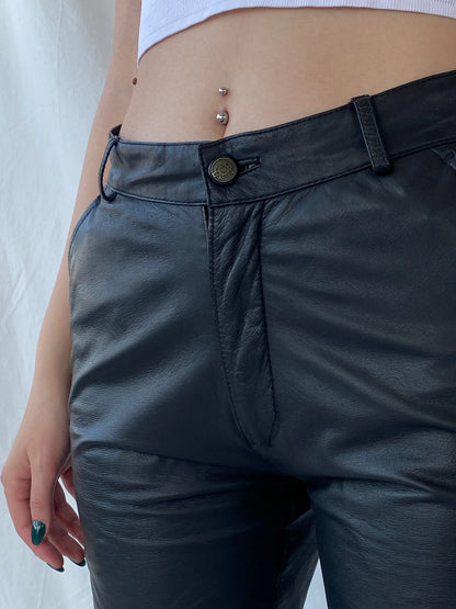 Vintage Raberg The Leather Generation Black Genuine Leather Bikers Pants - M - Balagan Vintage Pants Ayah, genuine leather, leather, pants, women pants