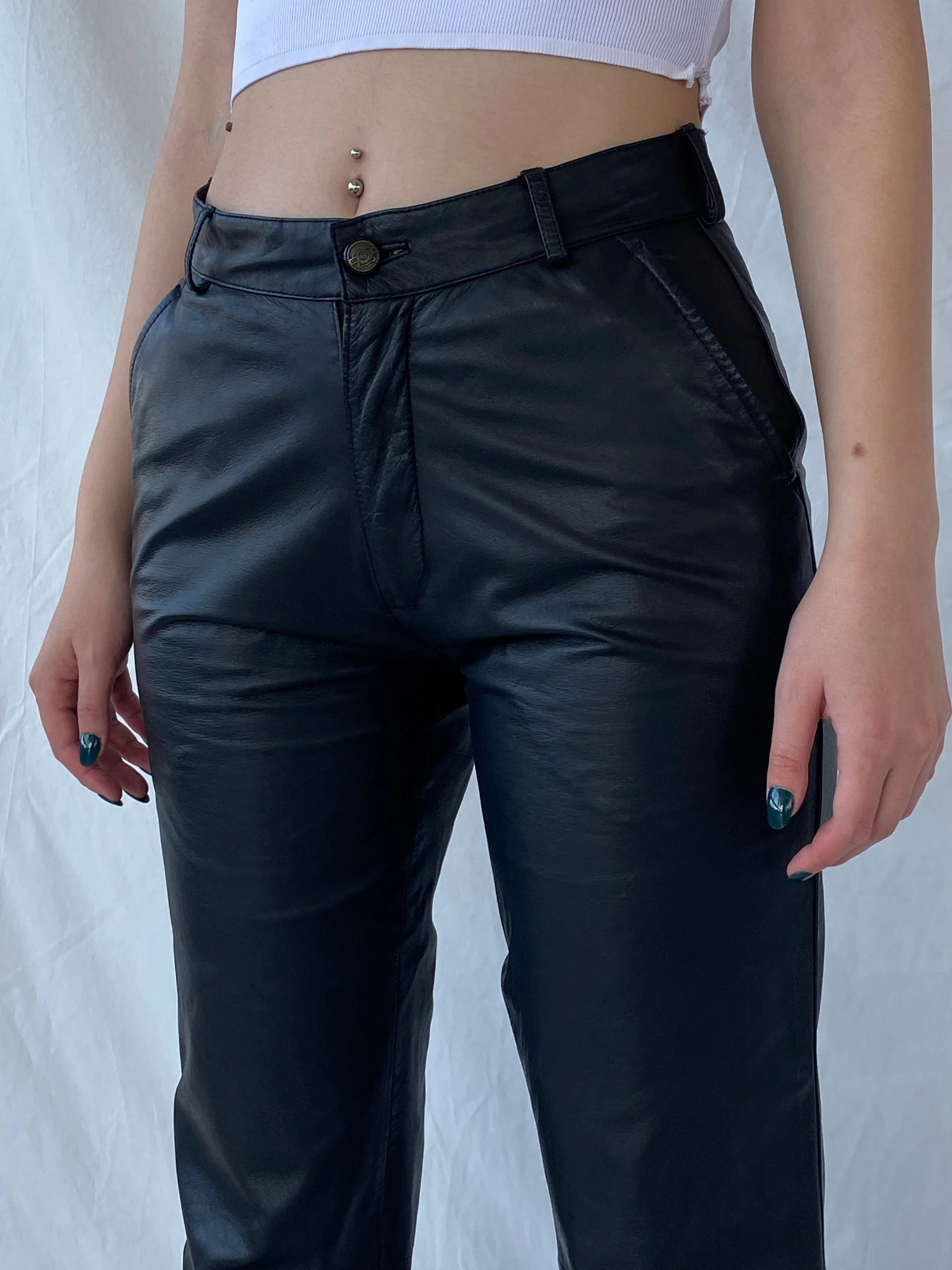Vintage Raberg The Leather Generation Black Genuine Leather Bikers Pants - M - Balagan Vintage Pants Ayah, genuine leather, leather, pants, women pants