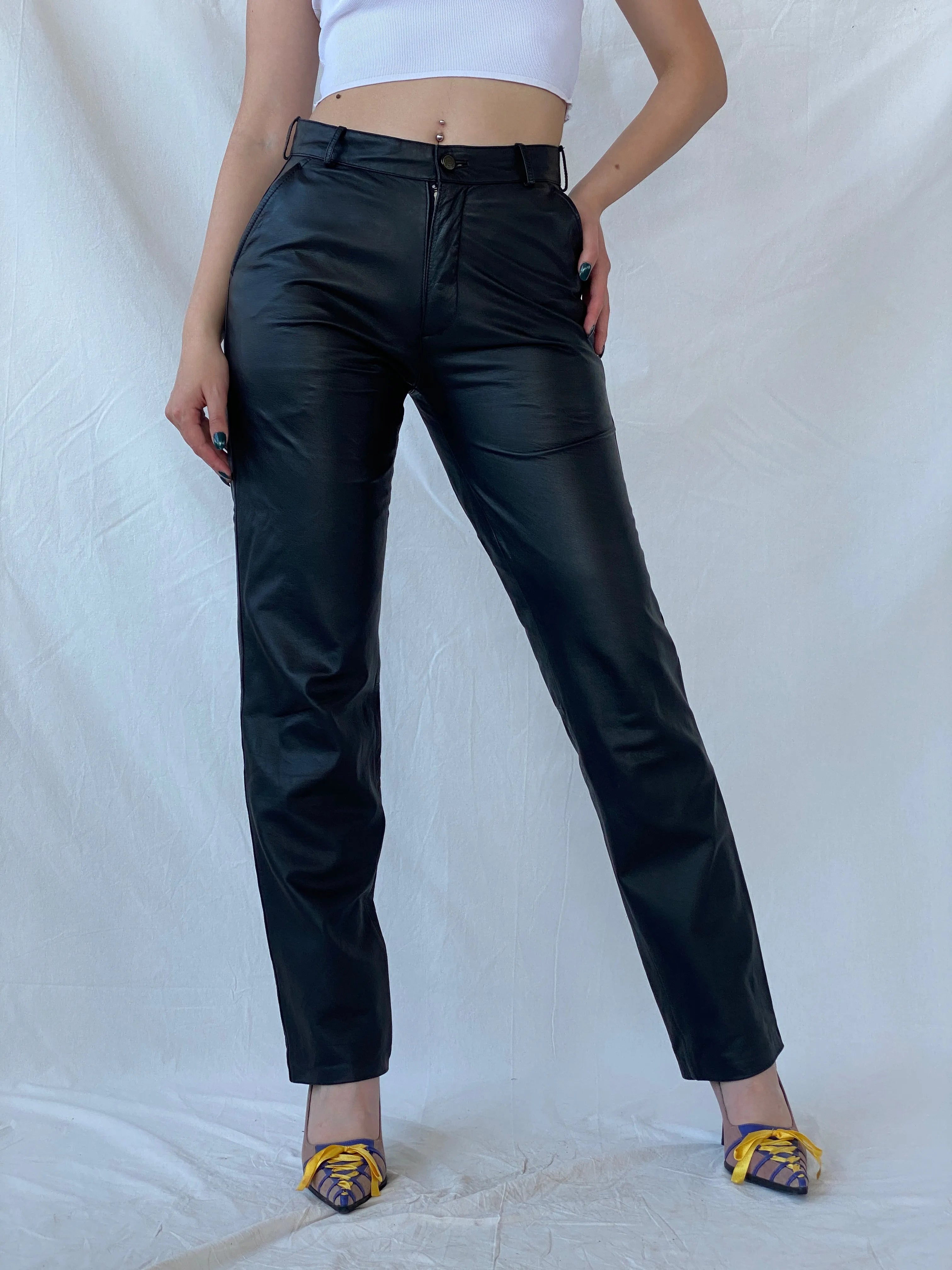 Vintage Raberg The Leather Generation Black Genuine Leather Bikers Pants - M - Balagan Vintage Pants Ayah, genuine leather, leather, pants, women pants