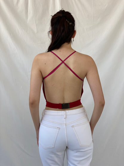 Vintage Red Italian Halter Backless Crop Top with Padded Bust - S - Balagan Vintage Halter Top 00s, Ayah, halter top, NEW IN, women top