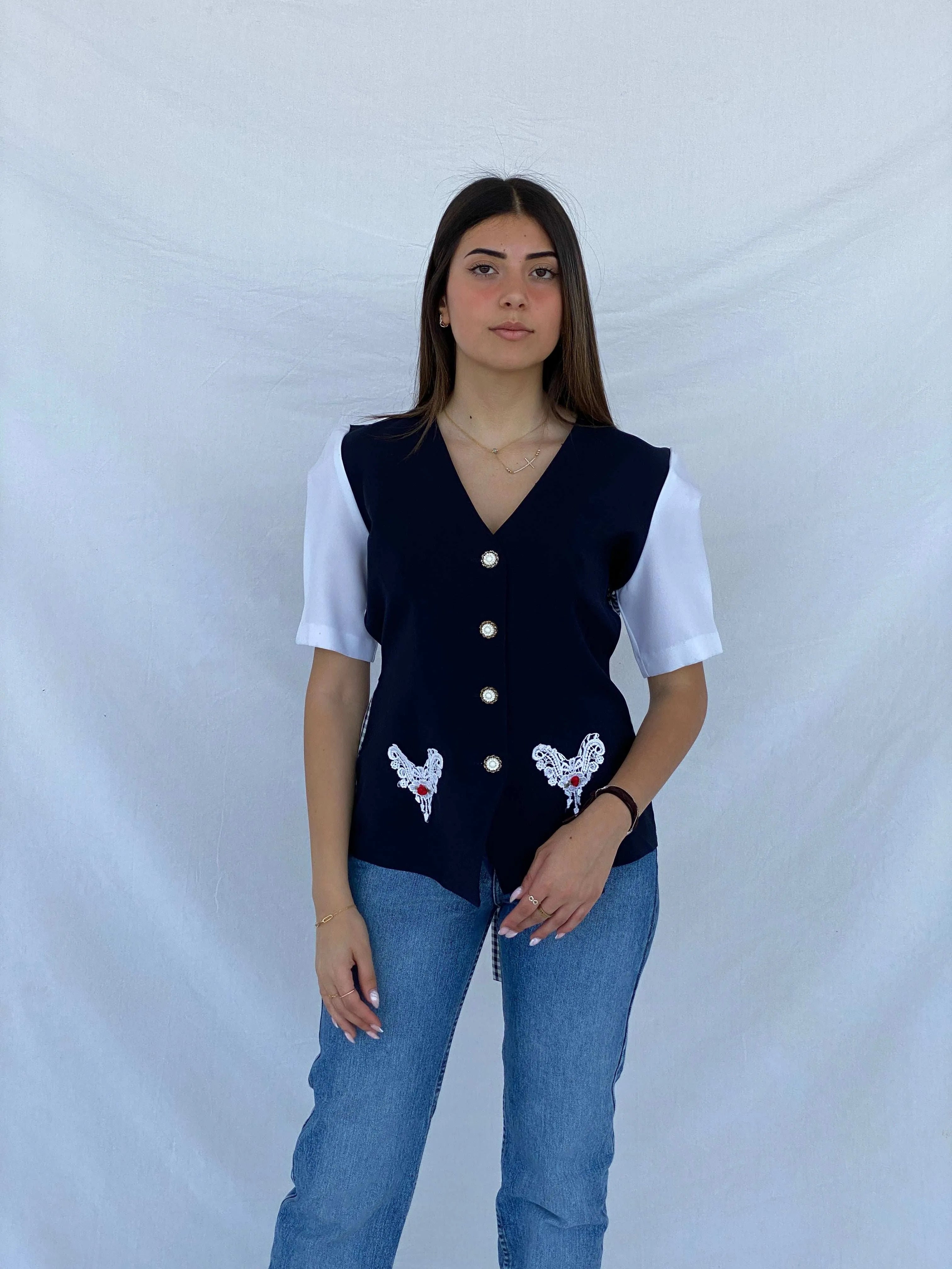 Vintage Reina Blazer Shirt - Size M - Balagan Vintage Half Sleeve Shirt 00s, 90s, half sleeve shirt, Juana, summer