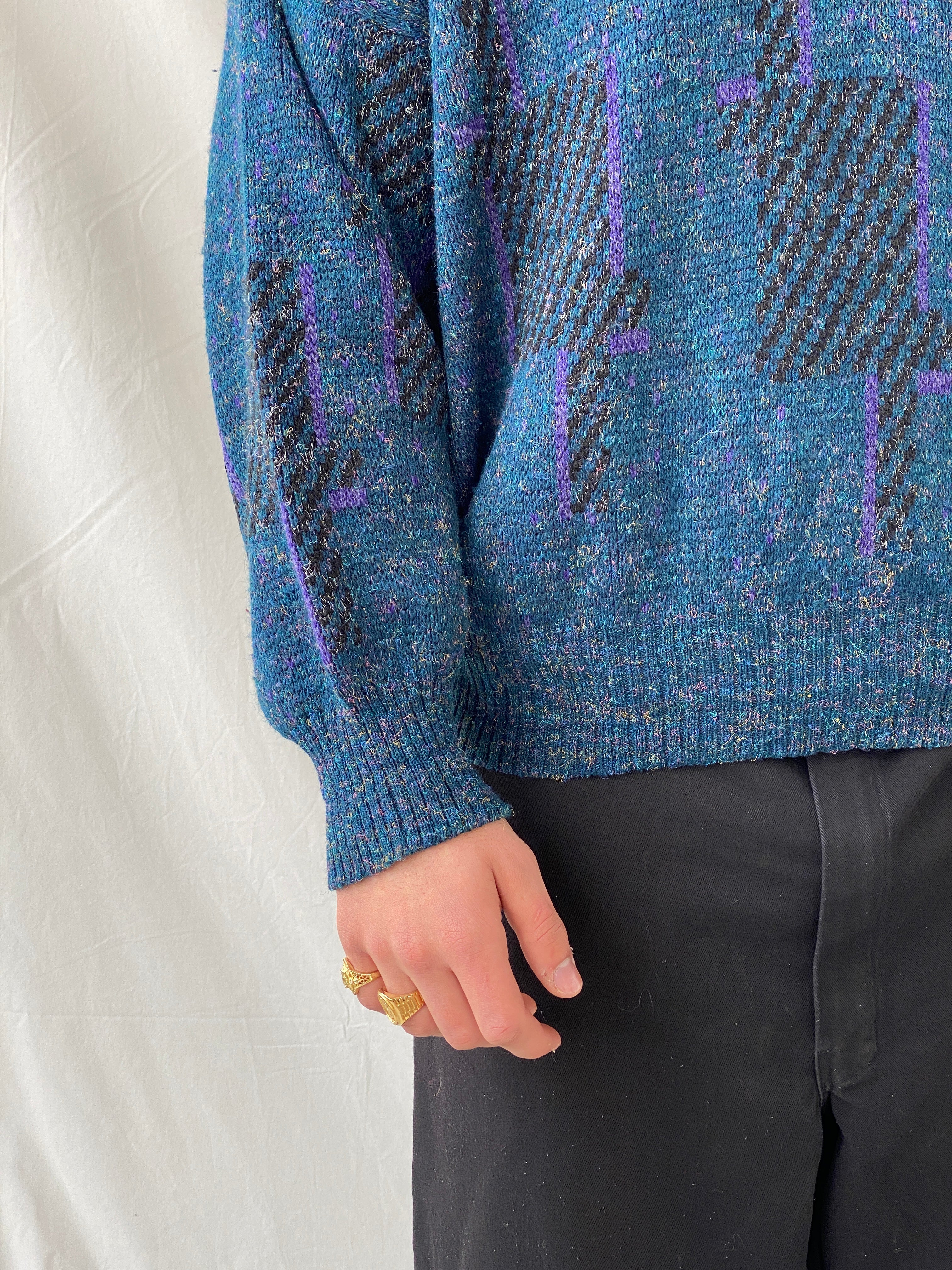 Vintage Retro 90s Angelo Litrico Blue Wool Blend V-Neck Sweater Pullover - XL - Balagan Vintage Sweater 90s, Hamza, knit, knitted, knitted sweater, men, NEW IN, streetwear, vintage, vintage sweater, winter