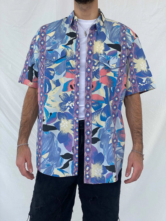 Vintage Rock Canyon Floral Printed Shirt Size XL - Balagan Vintage Half Sleeve Shirt 00s, 90s, Awsam, floral shirt, half sleeve shirt, printed shirt