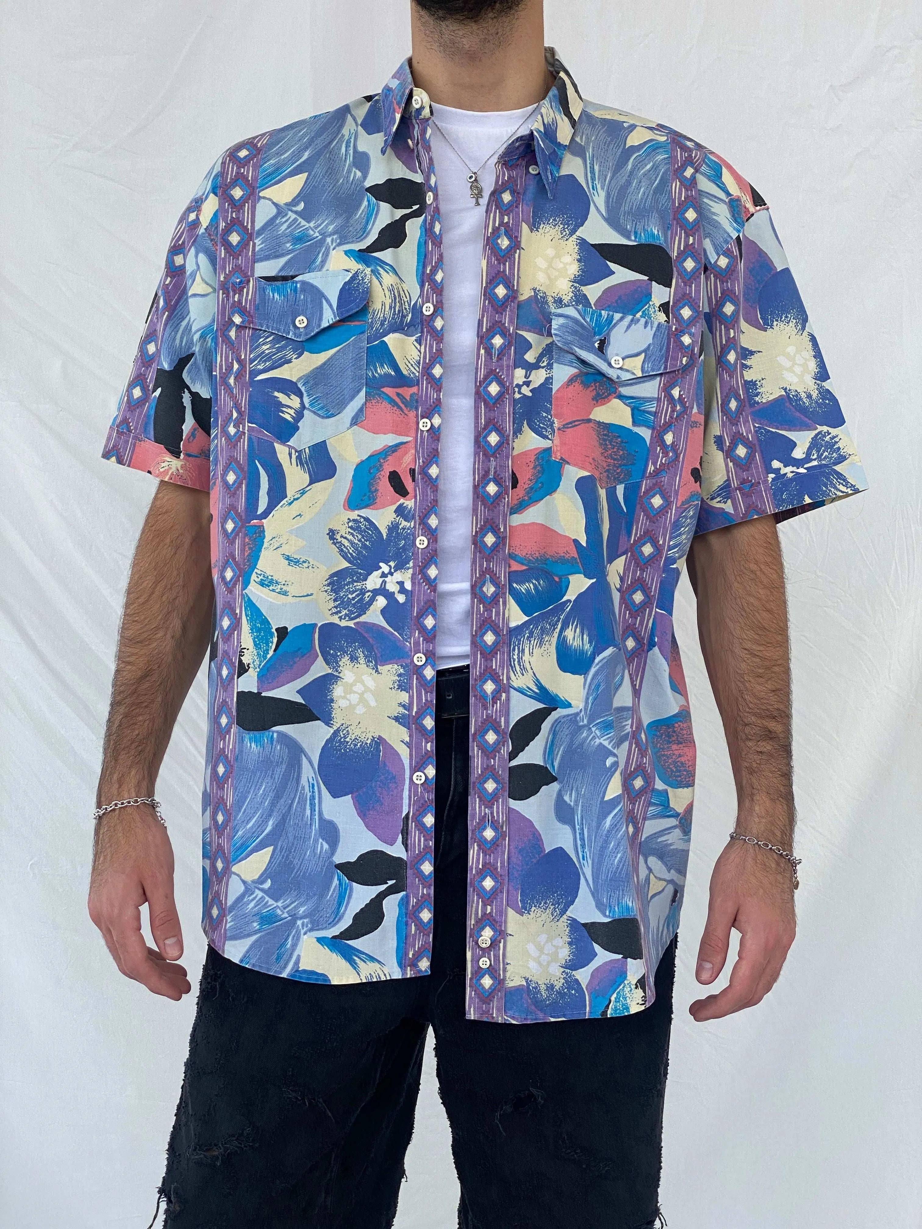 Vintage Rock Canyon Floral Printed Shirt Size XL - Balagan Vintage Half Sleeve Shirt 00s, 90s, Awsam, floral shirt, half sleeve shirt, printed shirt