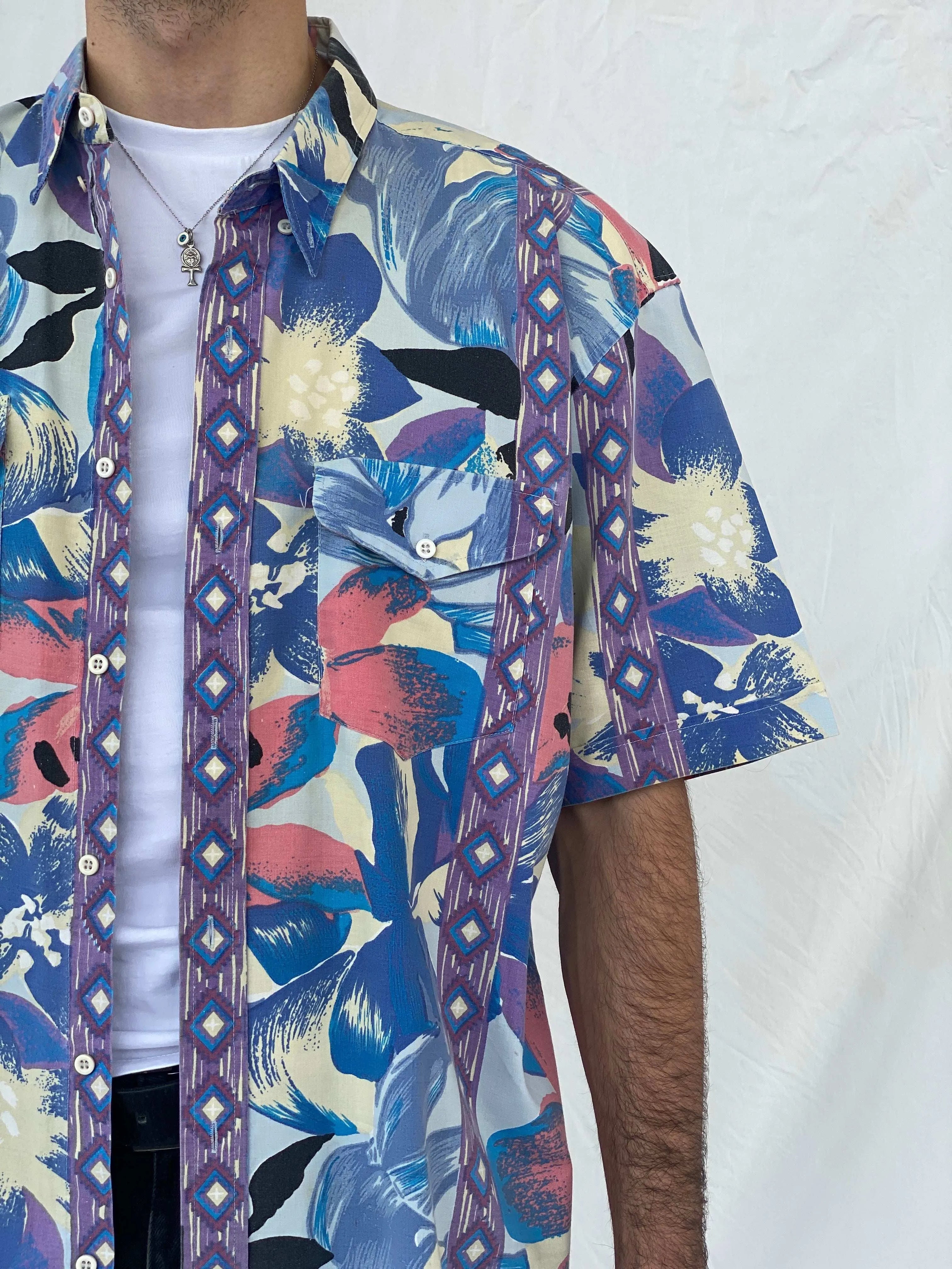 Vintage Rock Canyon Floral Printed Shirt Size XL - Balagan Vintage Half Sleeve Shirt 00s, 90s, Awsam, floral shirt, half sleeve shirt, printed shirt