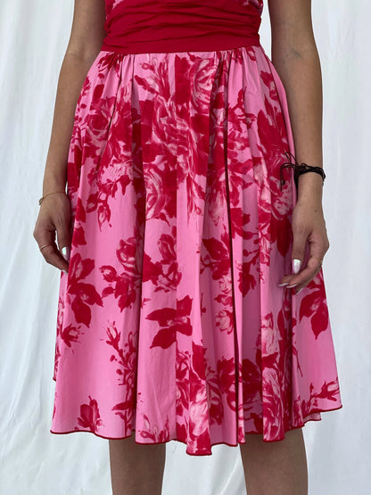 Vintage Rubber Ducky Floral Halter Midi Dress - Size M - Balagan Vintage Midi Dress 90s, dress, floral dress, Juana, midi dress