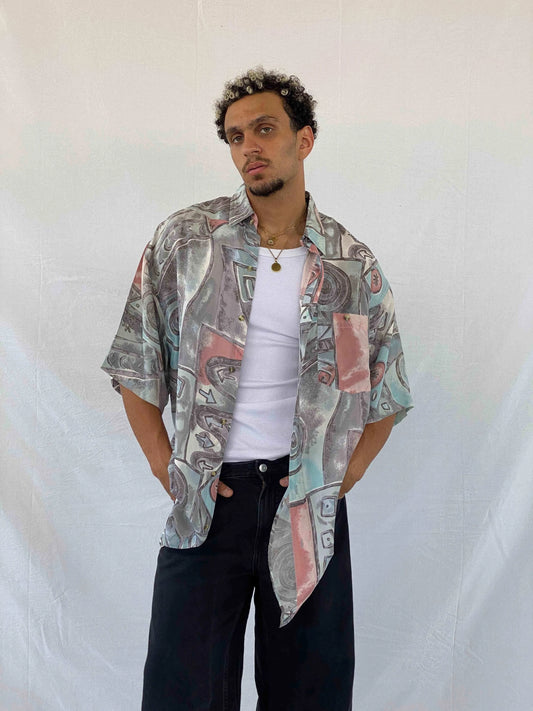 Vintage Ruok Silk Shirt - Balagan Vintage Half Sleeve Shirt 00s, 90s, Abdullah, half sleeve shirt, men