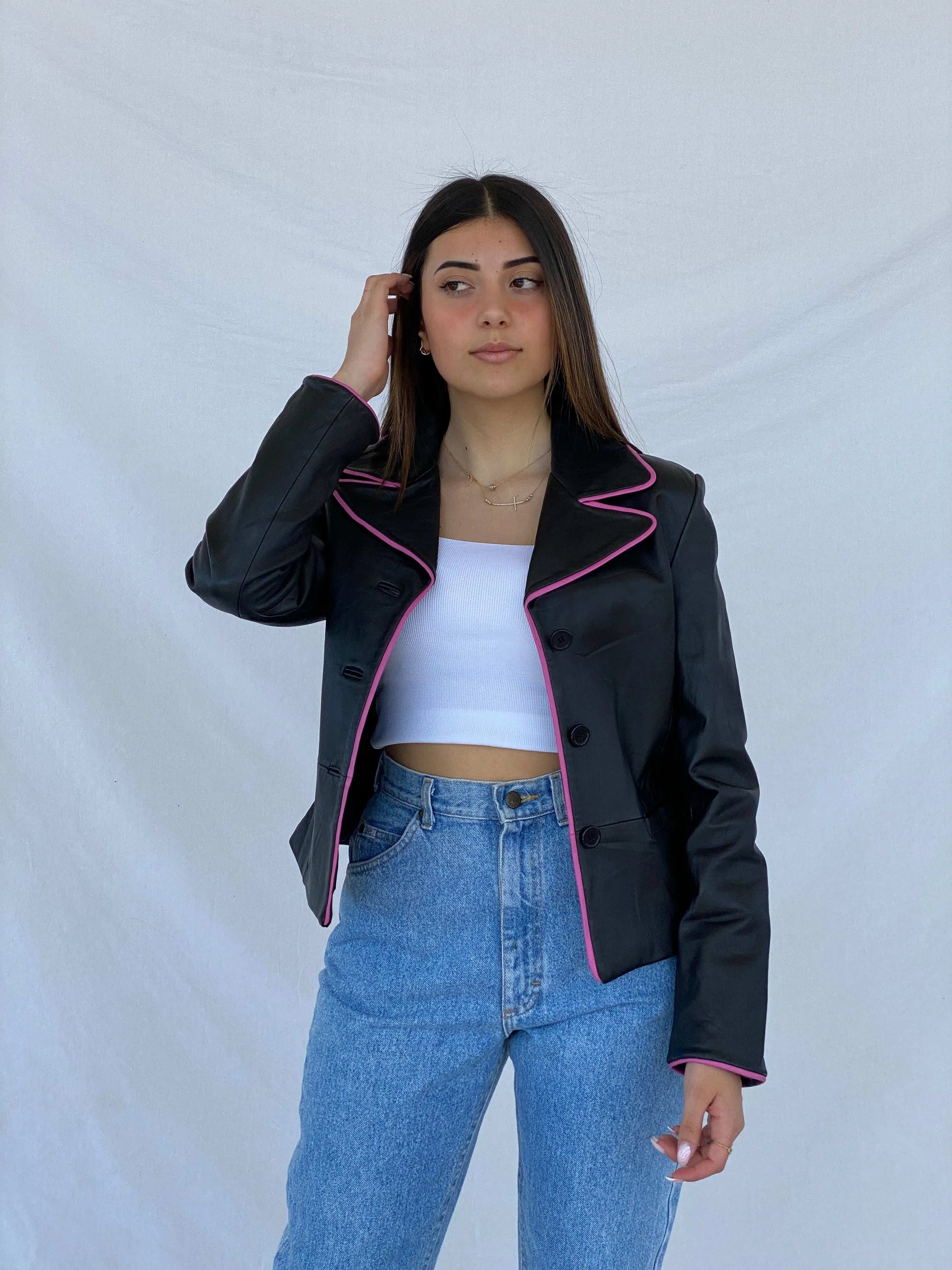 Vintage São Paulo Genuine Leather Blazer - Size M - Balagan Vintage Leather Jacket 90s, black leather, Juana, leather blazer, leather jacket, winter