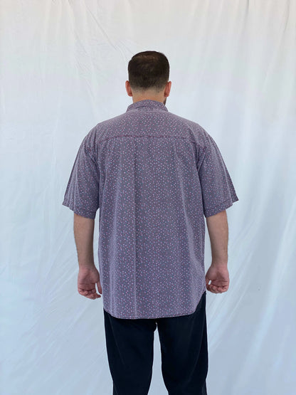 Vintage Shah Safari Floral Short Sleeve Purple Cotton Shirt - L - Balagan Vintage Half Sleeve Shirt 90s, half sleeve shirt, Iyad, mens shirt, printed shirt