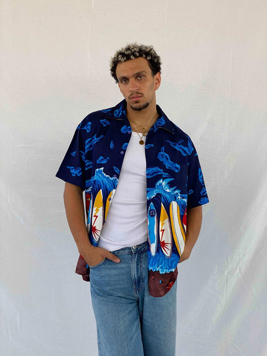 Vintage Silver Stripe Shirt - Balagan Vintage Half Sleeve Shirt 00s, 90s, Abdullah, half sleeve shirt, men