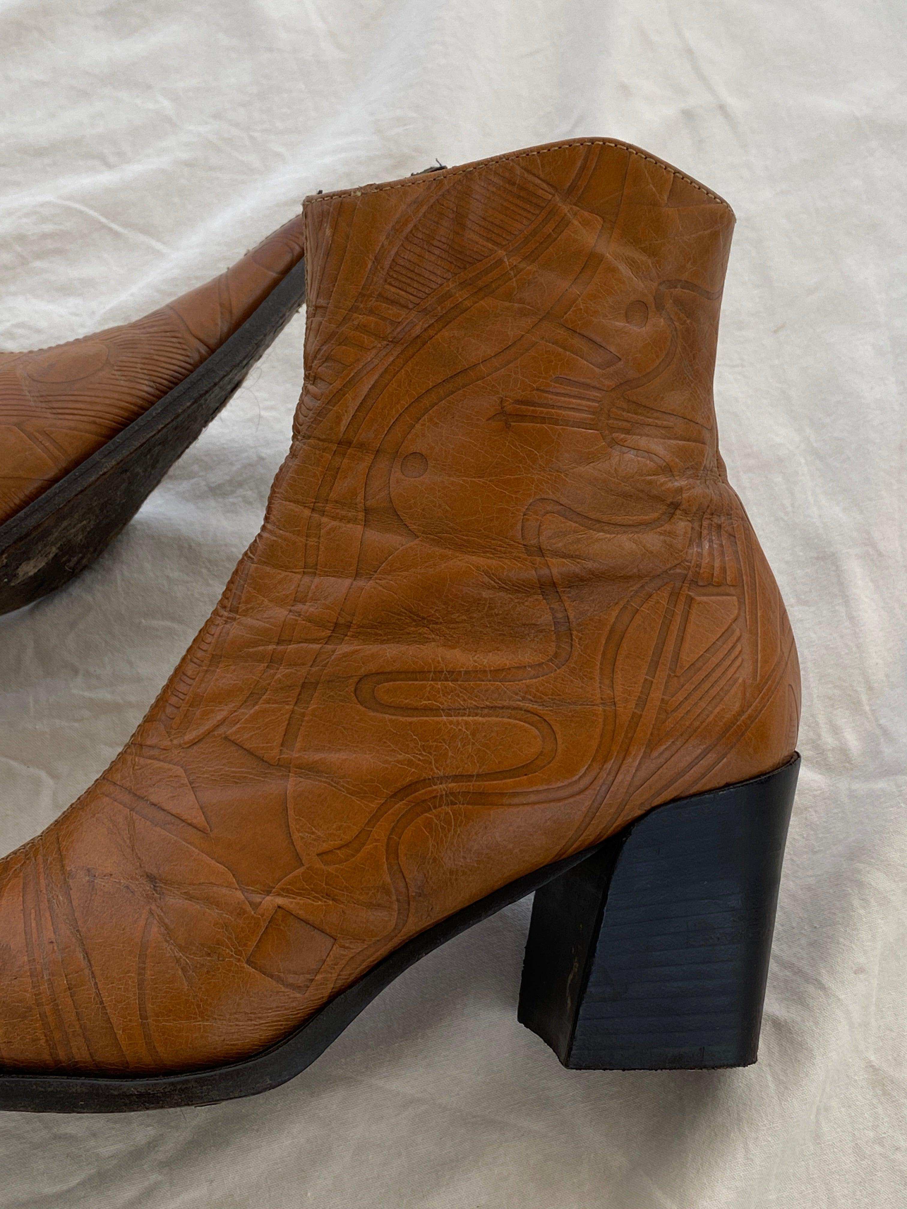 Vintage Simon Bay Genuine Leather Cowboy Boots - Balagan Vintage Cowboy boots 90s, cowboy, cowboy boots, genuine leather