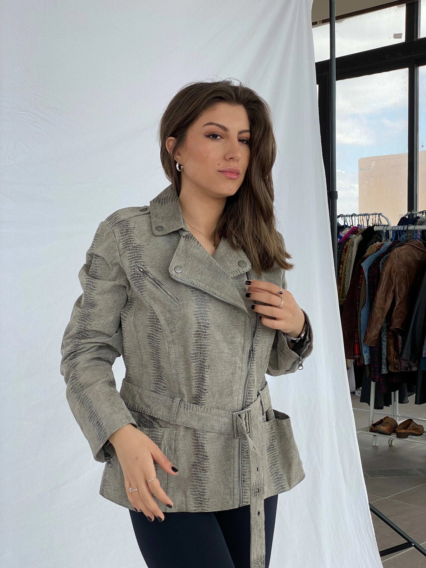 Vintage Snake Print Genuine Leather Biker Jacket Size XL - Balagan Vintage Leather Jacket 00s, 90s, genuine leather, genuine leather jacket, leather, Mira