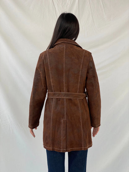 Vintage Soho New York Brown Genuine Suede Women’s Coat - L - Balagan Vintage Leather Coat 90s, brown leather, Coats&Jackets, genuine leather, leather coat, Syntia, winter, Women's Coats, Women's Leather Jackets