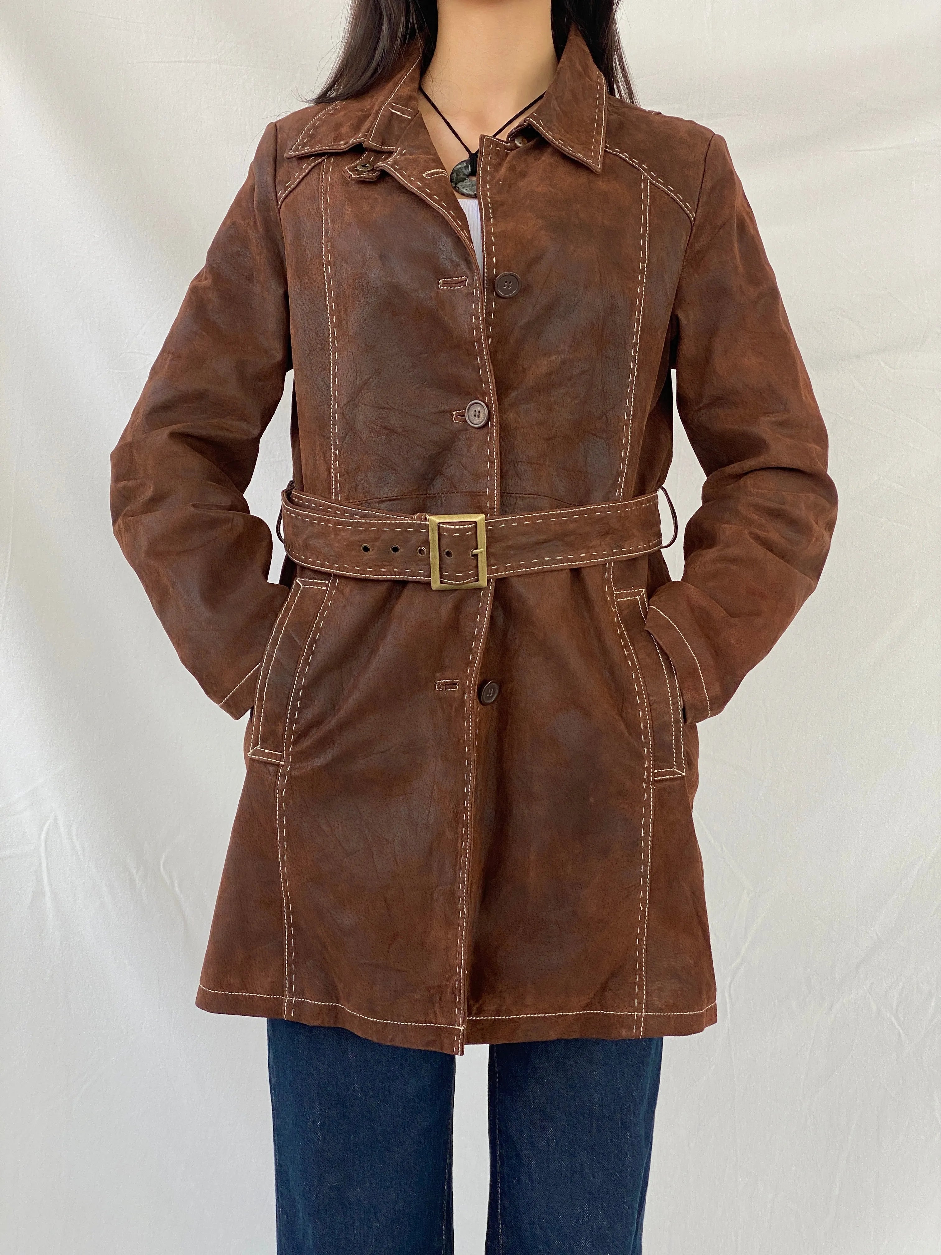 Vintage Soho New York Brown Genuine Suede Women’s Coat - L - Balagan Vintage Leather Coat 90s, brown leather, Coats&Jackets, genuine leather, leather coat, Syntia, winter, Women's Coats, Women's Leather Jackets