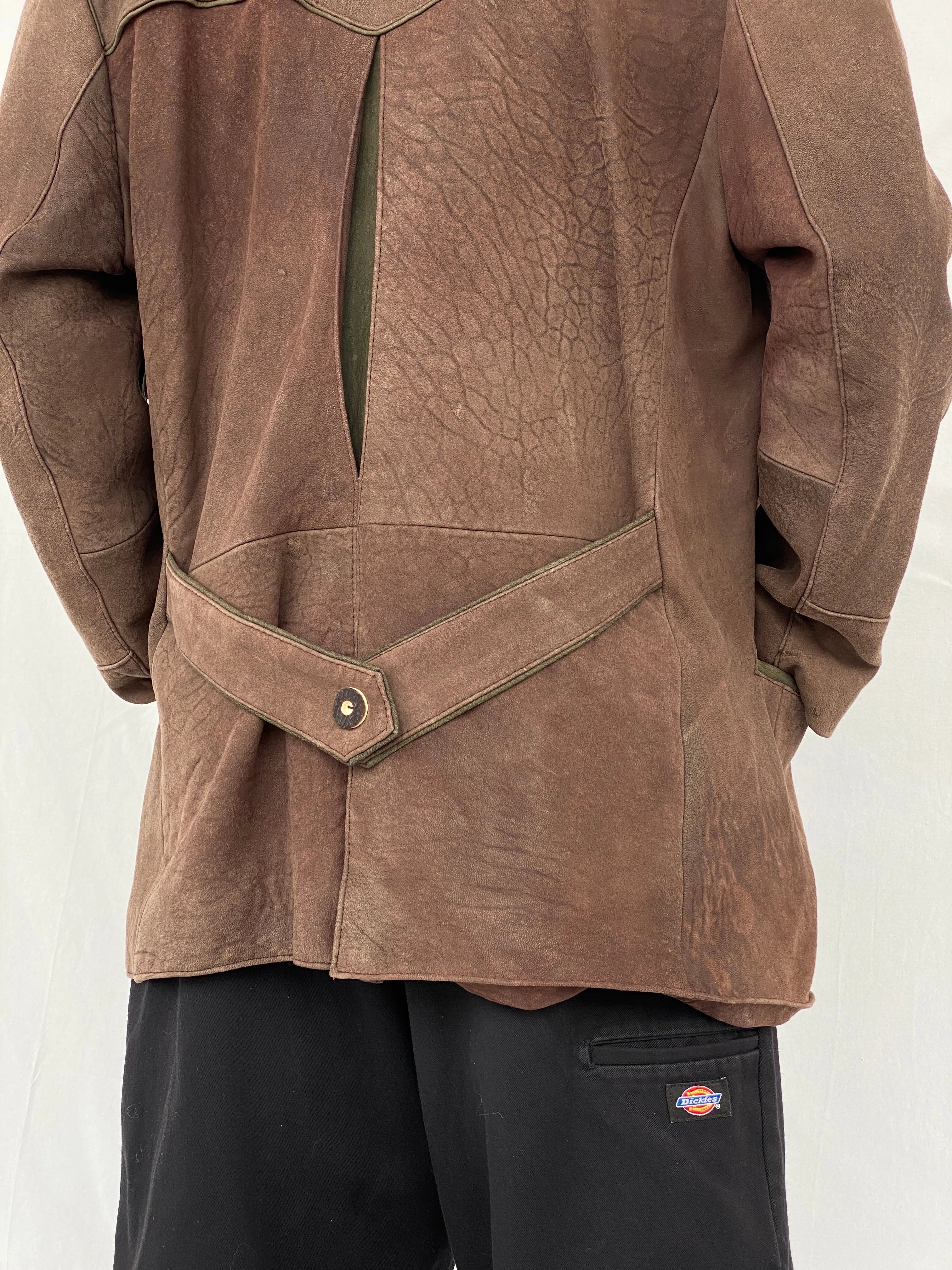 Vintage Solo Die Irocni Men’s Brown Genuine Leather Oversized Shooting Blazer Jacket - L - Balagan Vintage Leather Jacket brown leather, genuine leather, genuine leather jacket, Hamza, men, mens jackets