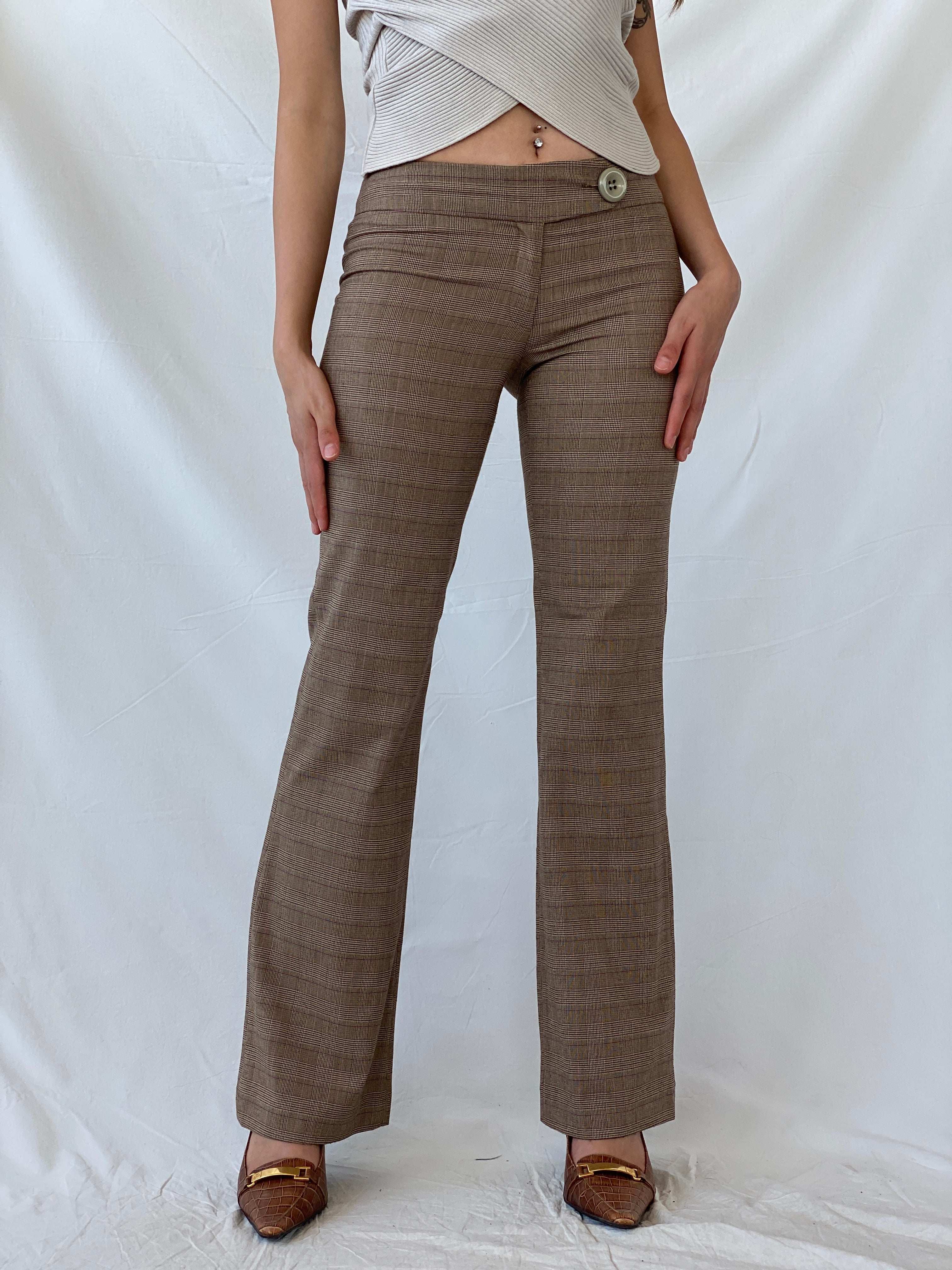 Vintage Studio SNY Paris Brown Plaid Mid Rise Office Pants - M - Balagan Vintage Pants Mira, Office core, pants, striped pants, women pants