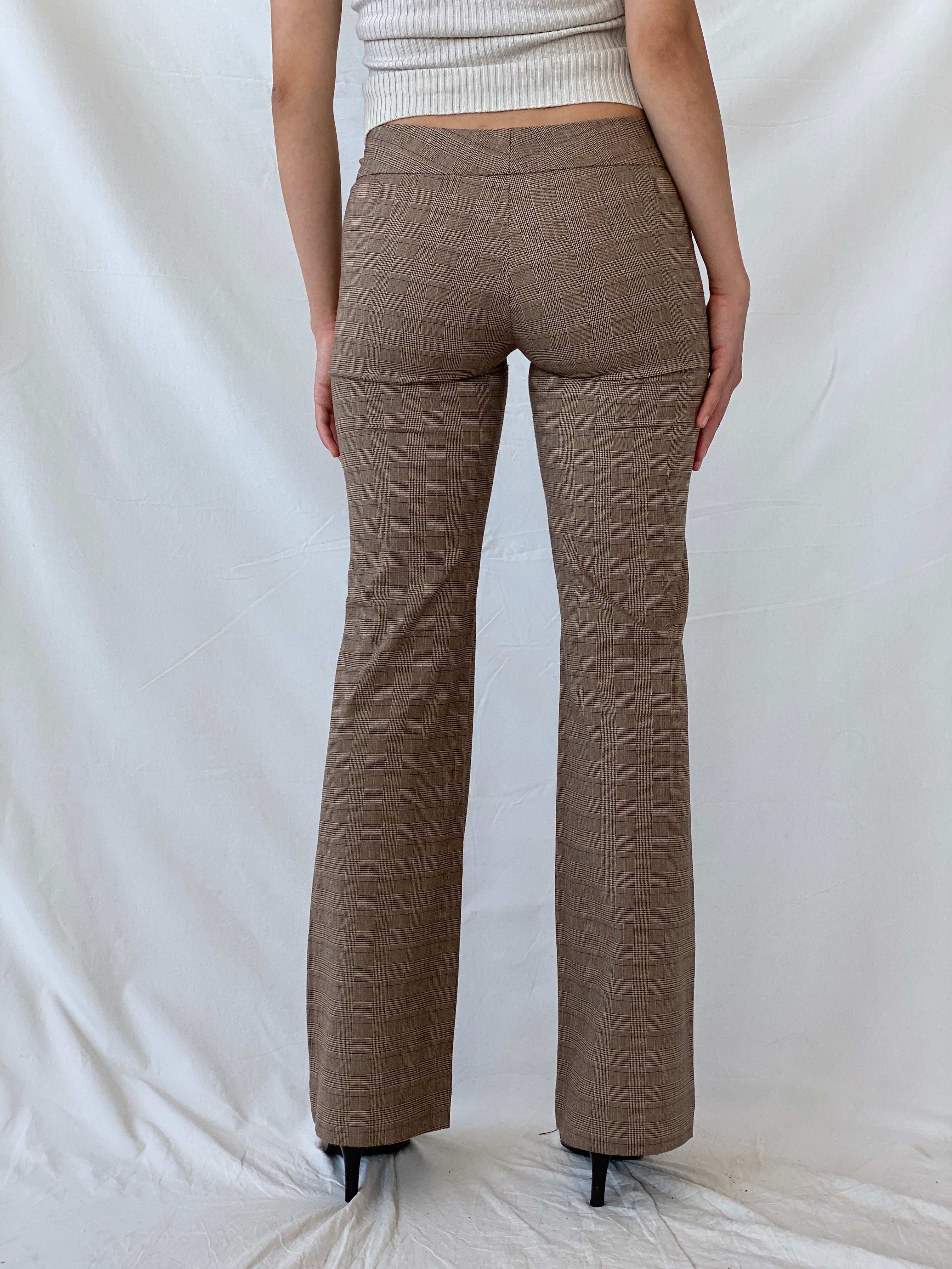 Vintage Studio SNY Paris Brown Plaid Mid Rise Office Pants - M - Balagan Vintage Pants Mira, Office core, pants, striped pants, women pants