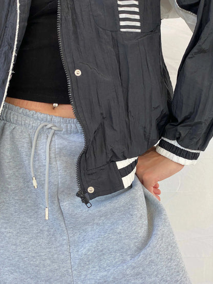 Vintage SUNTERRA Black and White Windbreaker Track Jacket - M - Balagan Vintage Windbreaker Jacket 00s, Coats&Jackets, Mira, vintage, vintage windbreaker, windbreaker, windbreaker jacket, women, Women's Windbreaker Jackets