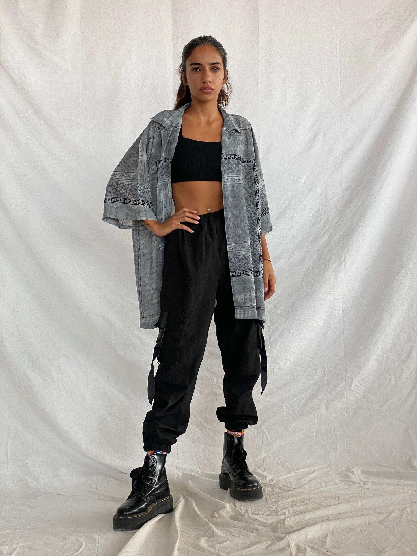 Vintage Syllables System Half-Sleeve Sheer Shirt - Balagan Vintage Half Sleeve Shirt 00s, 90s, half sleeve shirt, printed shirt, Tojan