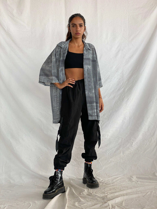 Vintage Syllables System Half-Sleeve Sheer Shirt - Balagan Vintage Half Sleeve Shirt 00s, 90s, half sleeve shirt, printed shirt, Tojan