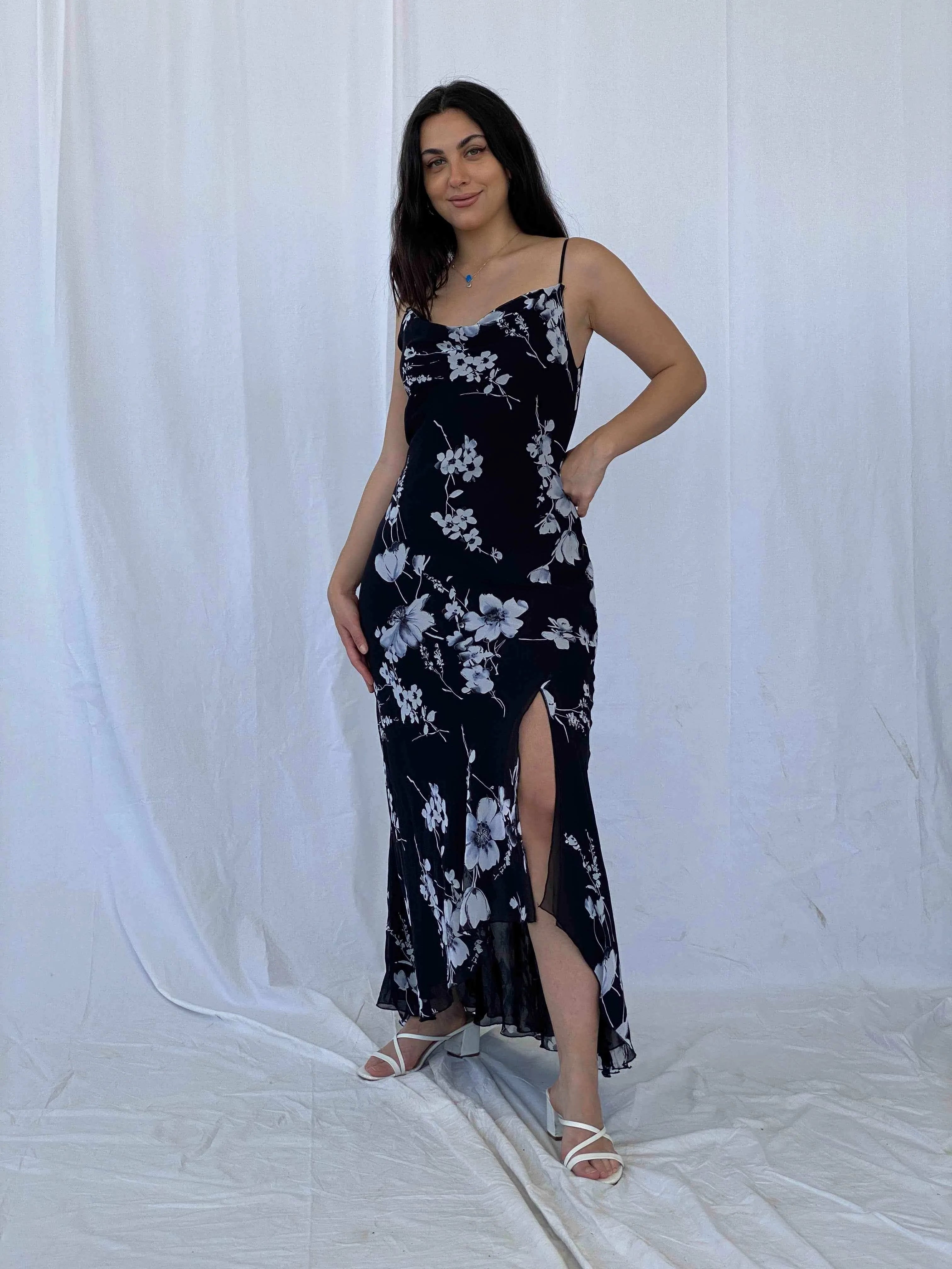 Vintage SYNDICATE Floral Gown - Balagan Vintage Evening Dress 90s dress, Batoul, black dress, floral, floral dress, formal, formal dress, Wedding Guest