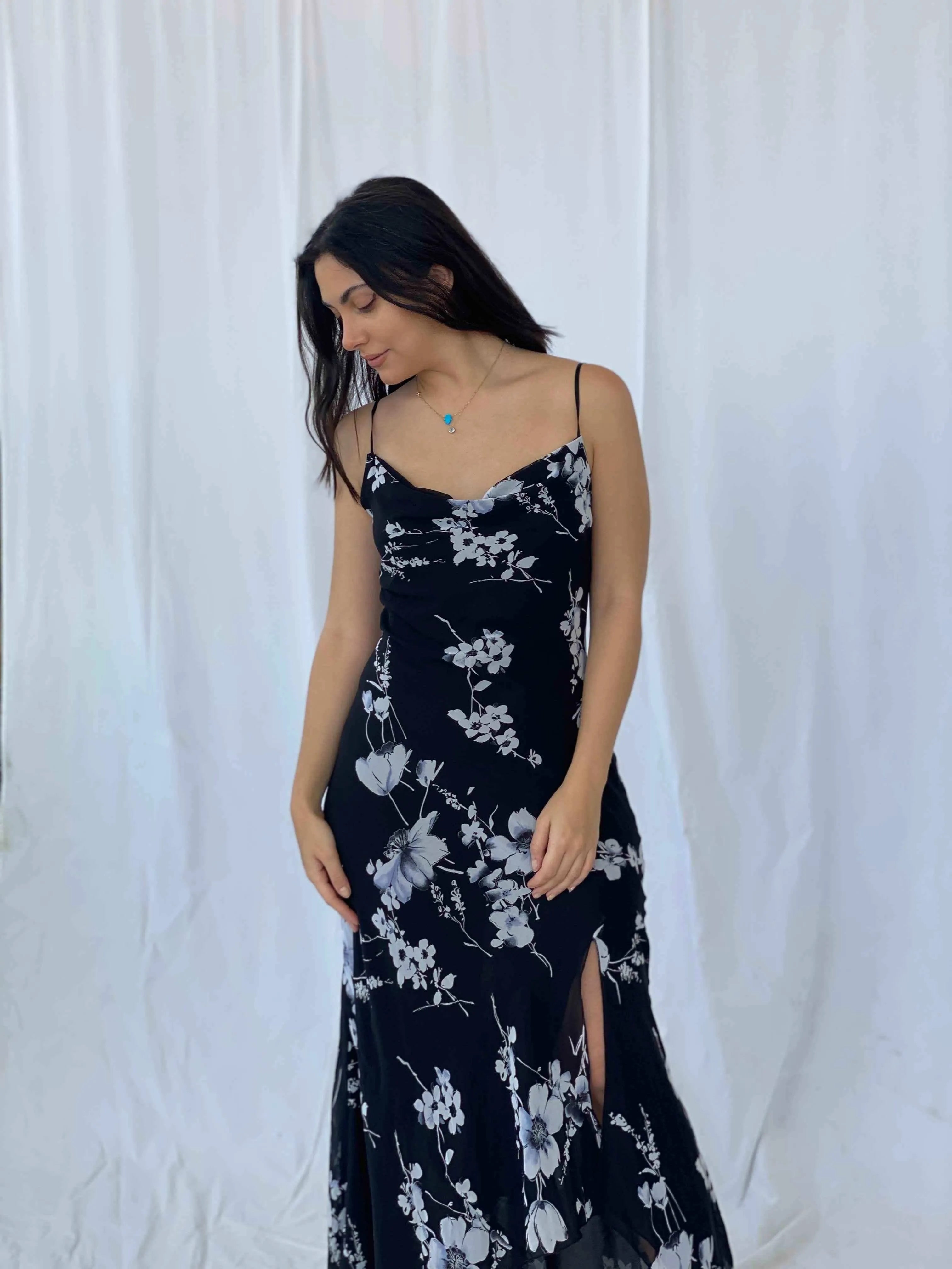 Vintage SYNDICATE Floral Gown - Balagan Vintage Evening Dress 90s dress, Batoul, black dress, floral, floral dress, formal, formal dress, Wedding Guest