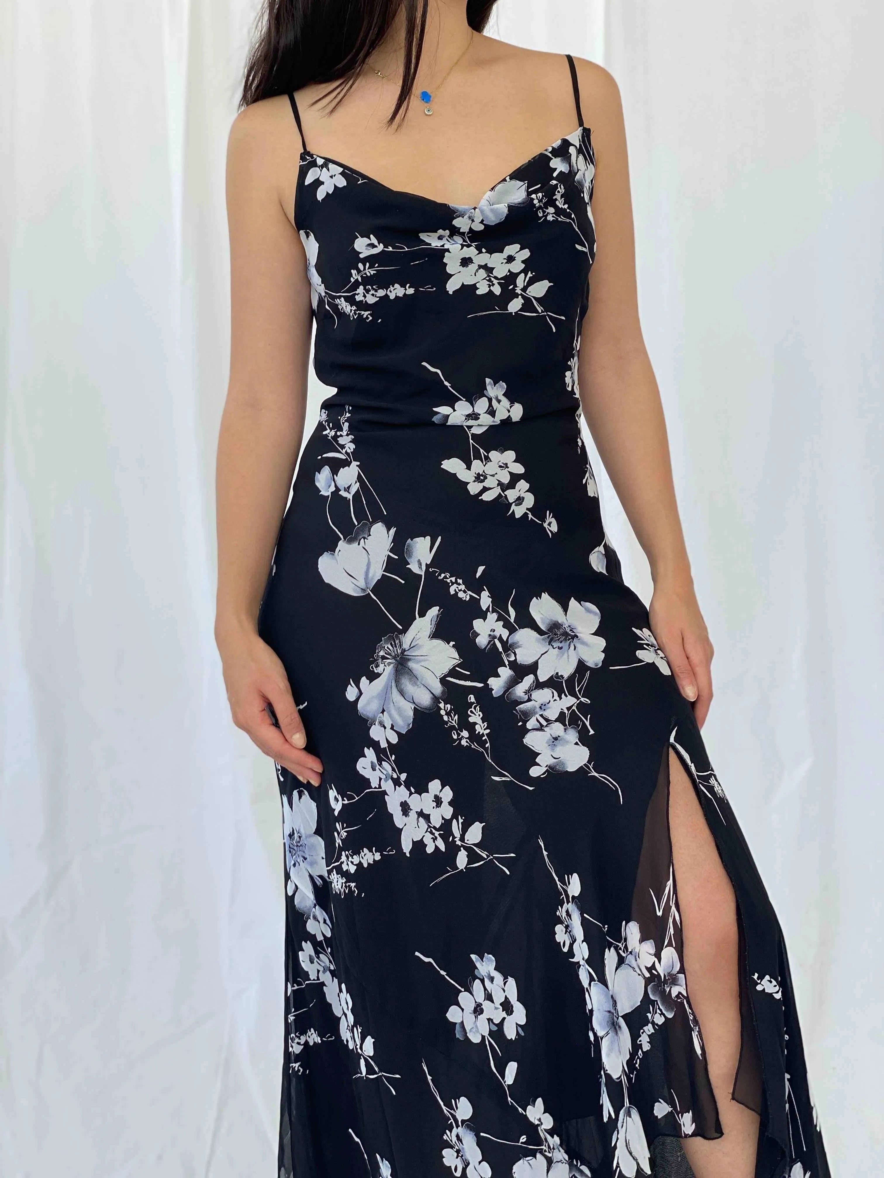 Vintage SYNDICATE Floral Gown - Balagan Vintage Evening Dress 90s dress, Batoul, black dress, floral, floral dress, formal, formal dress, Wedding Guest