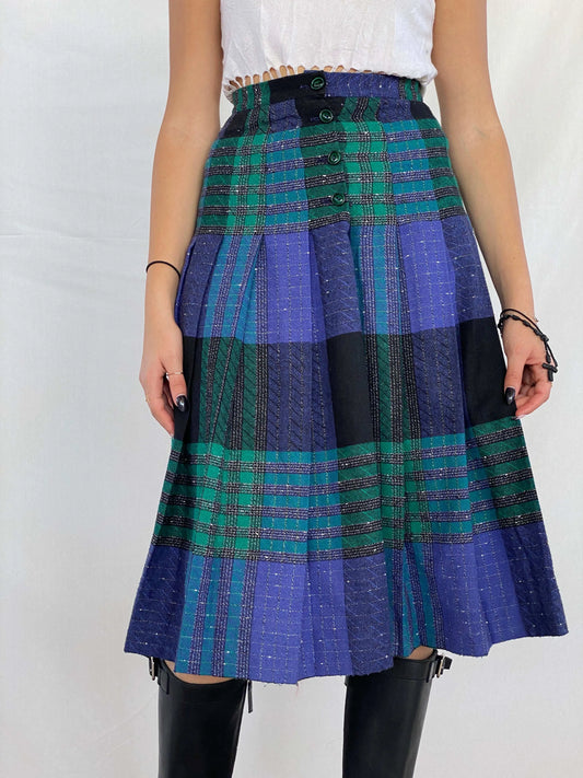 Vintage Tartan Kilted Midi Skirt - Balagan Vintage Midi Skirt 00s, 90s, Deals, Juana, midi skirt