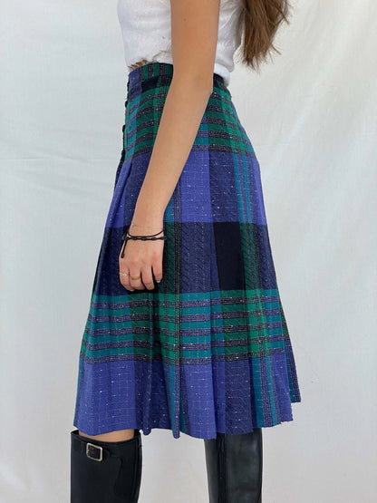 Vintage Tartan Kilted Midi Skirt - Balagan Vintage Midi Skirt 00s, 90s, Deals, Juana, midi skirt