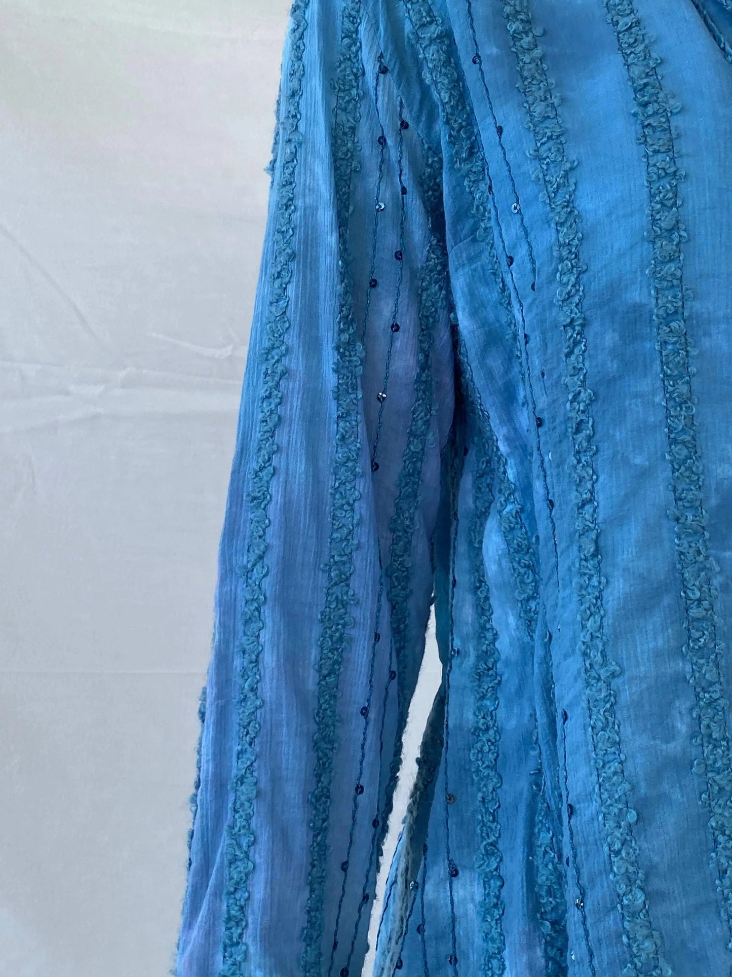 Vintage Tie-Dye Women’s Button Up Blue Sequin Cotton Shirt - M - Balagan Vintage Full Sleeve Shirt 90s, Deals, full sleeve shirt, Mira, Office core, winter