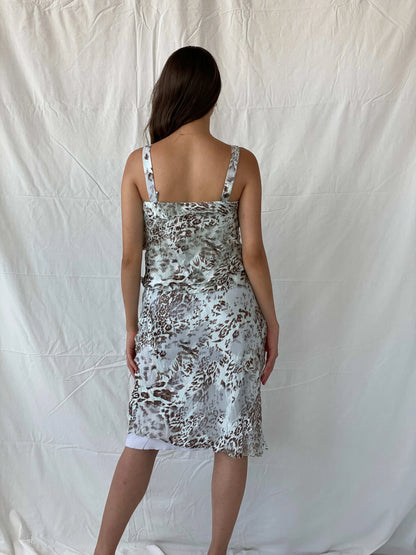 Vintage UNJOUR AILLEURS Cheetah Print Silk Midi Sleeveless Dress - S - Balagan Vintage Midi Dress 00s dress, 90s, 90s dress, Deals, floral dress, formal dress, midi dress, Mira, velvet, velvet dress, Wedding Guest