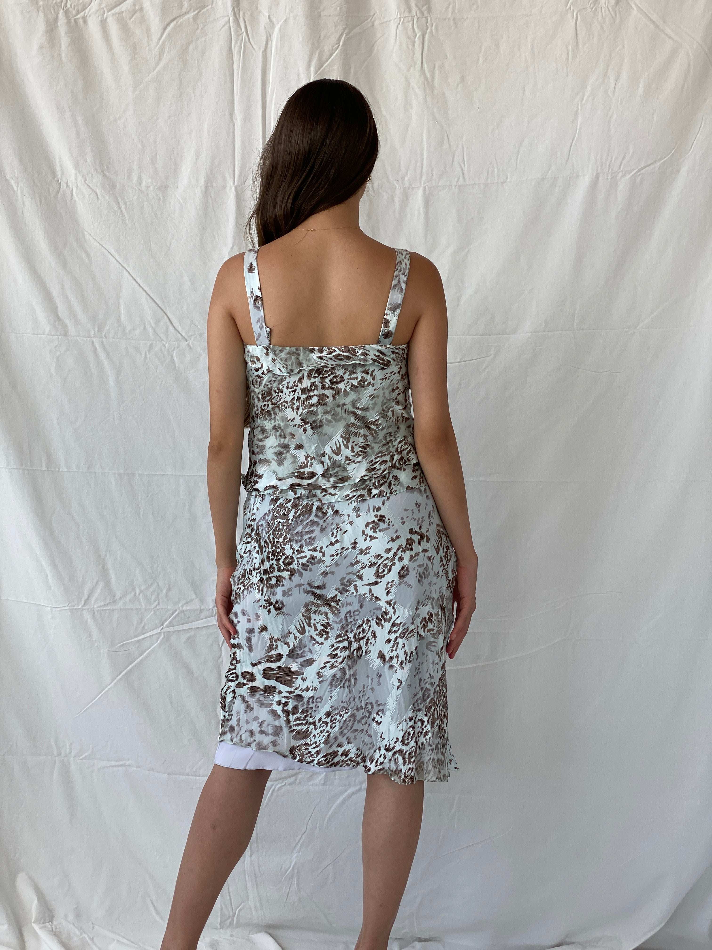 Vintage UNJOUR AILLEURS Cheetah Print Silk Midi Sleeveless Dress - S - Balagan Vintage Midi Dress 00s dress, 90s, 90s dress, floral dress, formal dress, midi dress, Mira, velvet, velvet dress, Wedding Guest