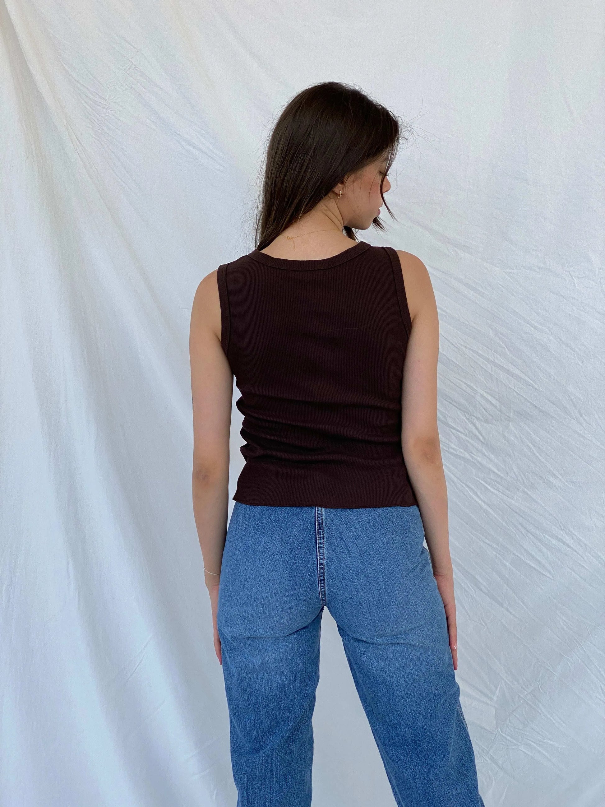 Vintage V London Brown Sequined Sleeveless Top - S - Balagan Vintage Sleeveless Top 00s, Mira, sleeveless top