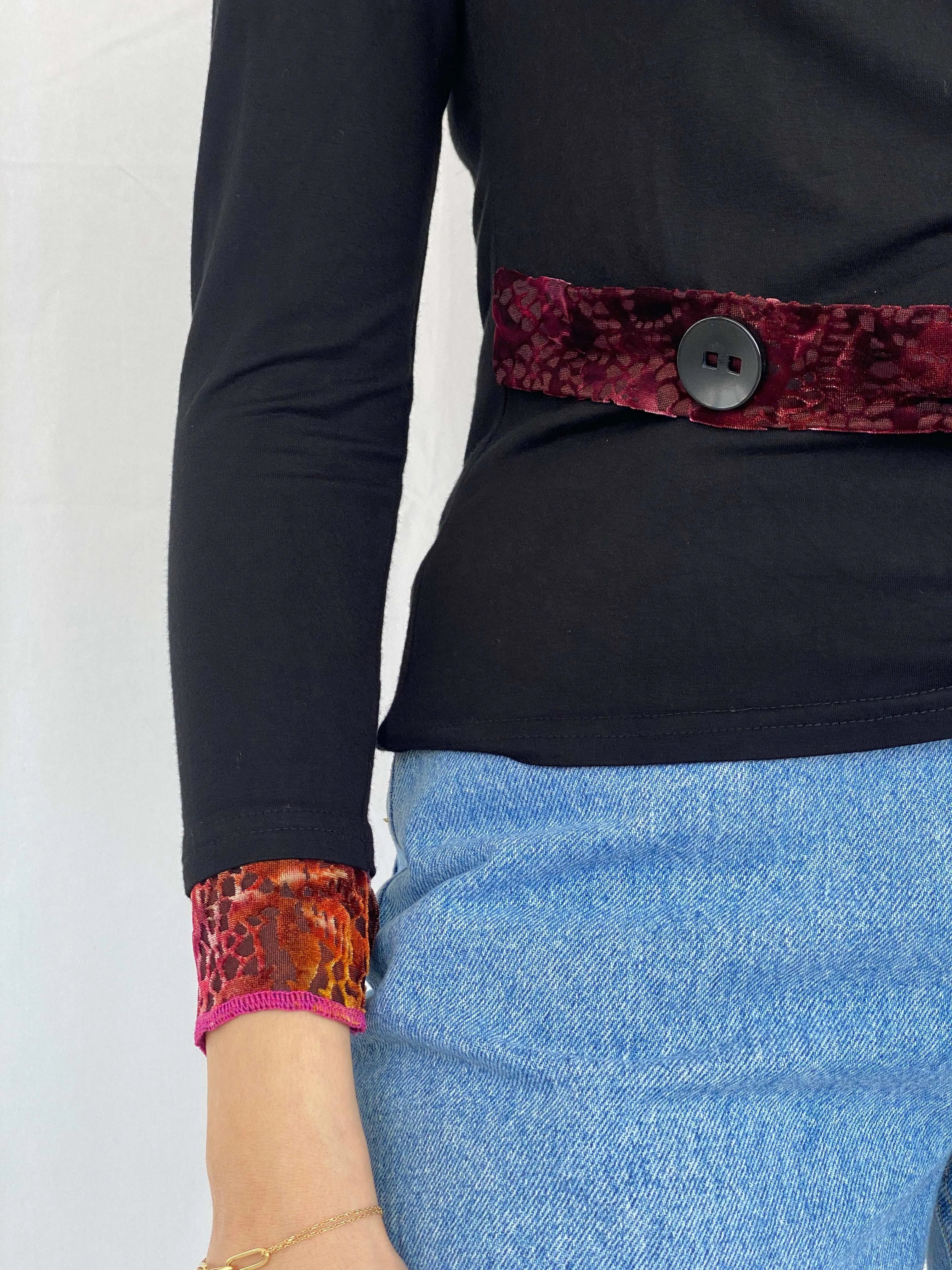 Vintage Vango Paris Top With Velvet Details Size L - Balagan Vintage Full Sleeve Top 00s, Juana, Top, winter, Y2K