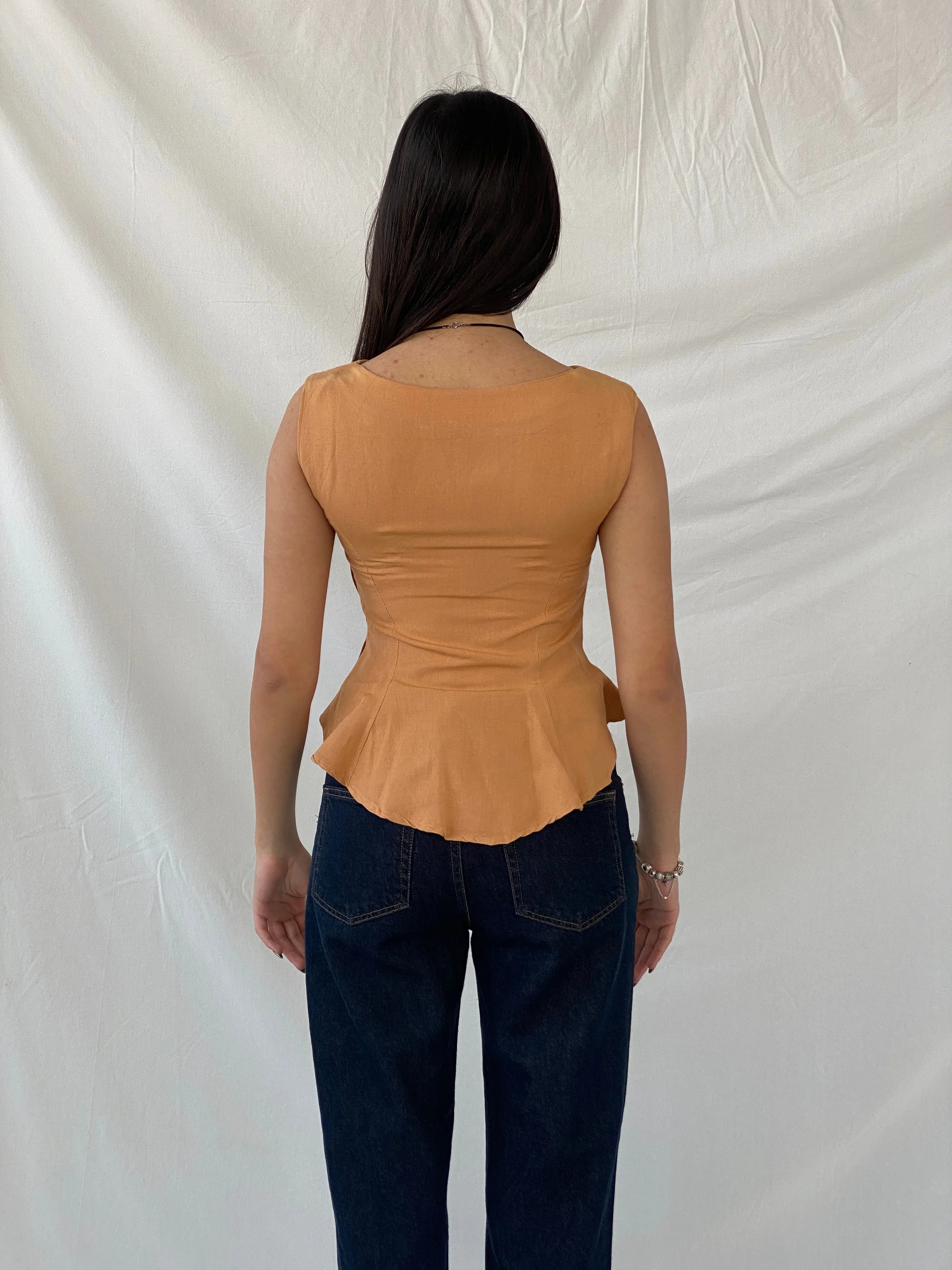 Vintage VICTORIO & LUCCHINO Orange Linen Sleeveless Top - XS - Balagan Vintage Full Sleeve Top 00s, full sleeve top, NEW IN, Syntia, women top