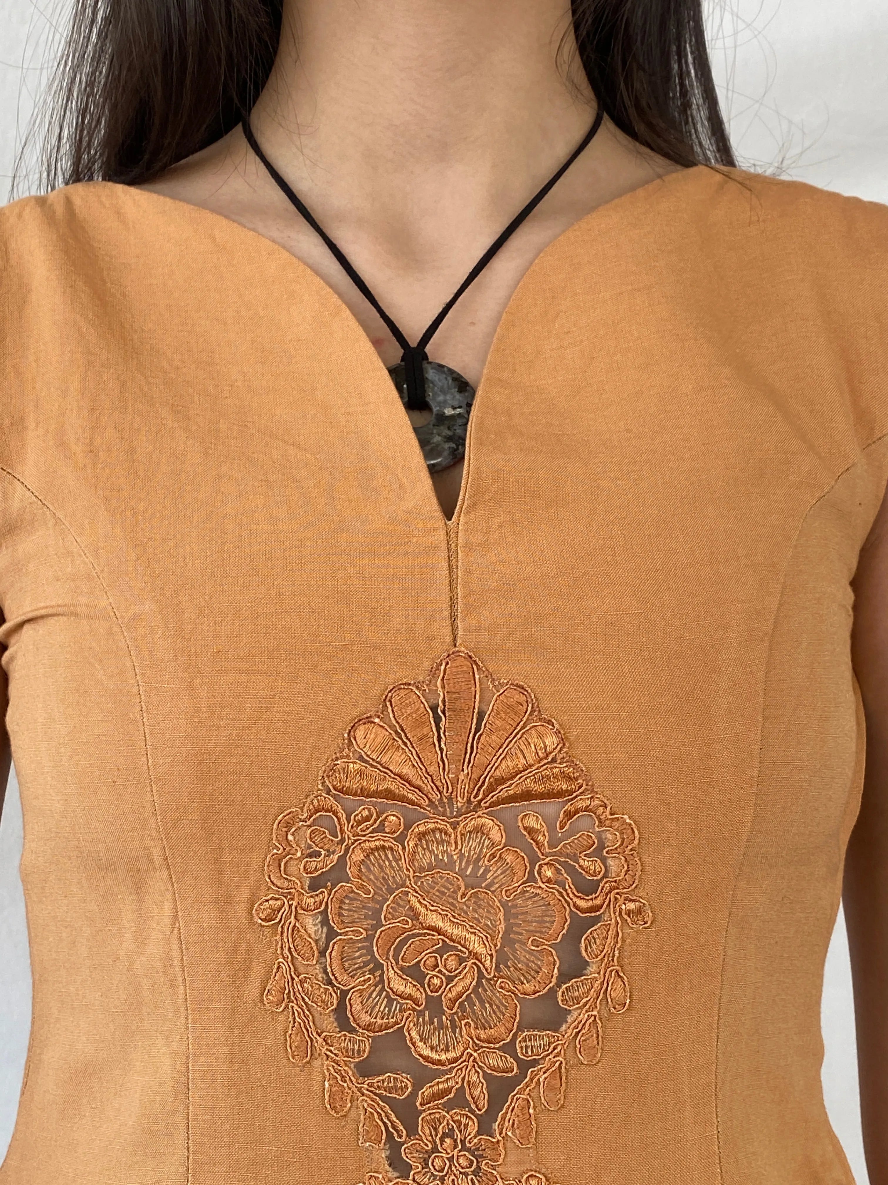 Vintage VICTORIO & LUCCHINO Orange Linen Sleeveless Top - XS - Balagan Vintage Full Sleeve Top 00s, full sleeve top, NEW IN, Syntia, women top