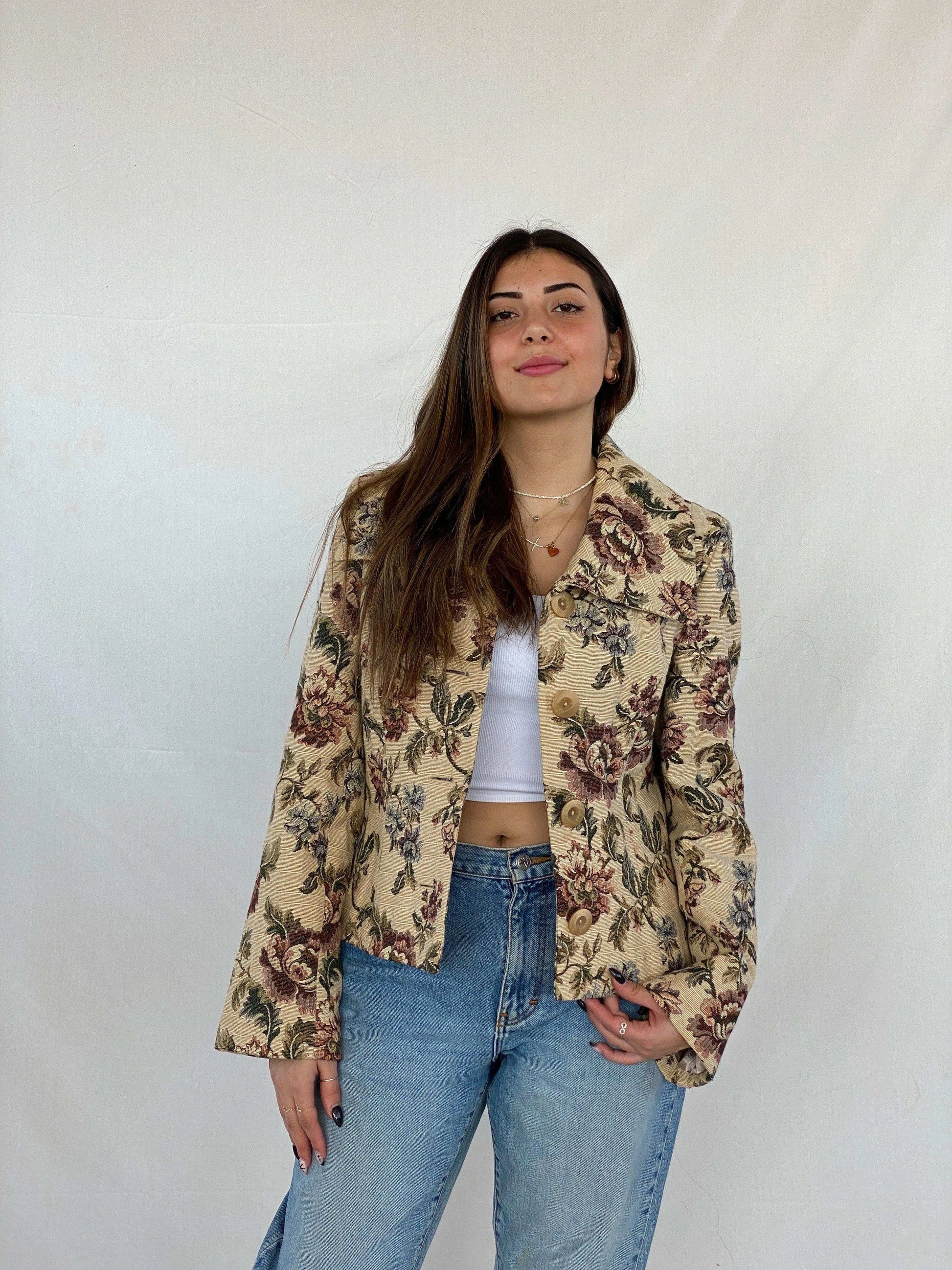 Vintage Wallis Floral Blazer Jacket - Balagan Vintage Blazer blazer, floral, floral print, full sleeve blazer, Juana