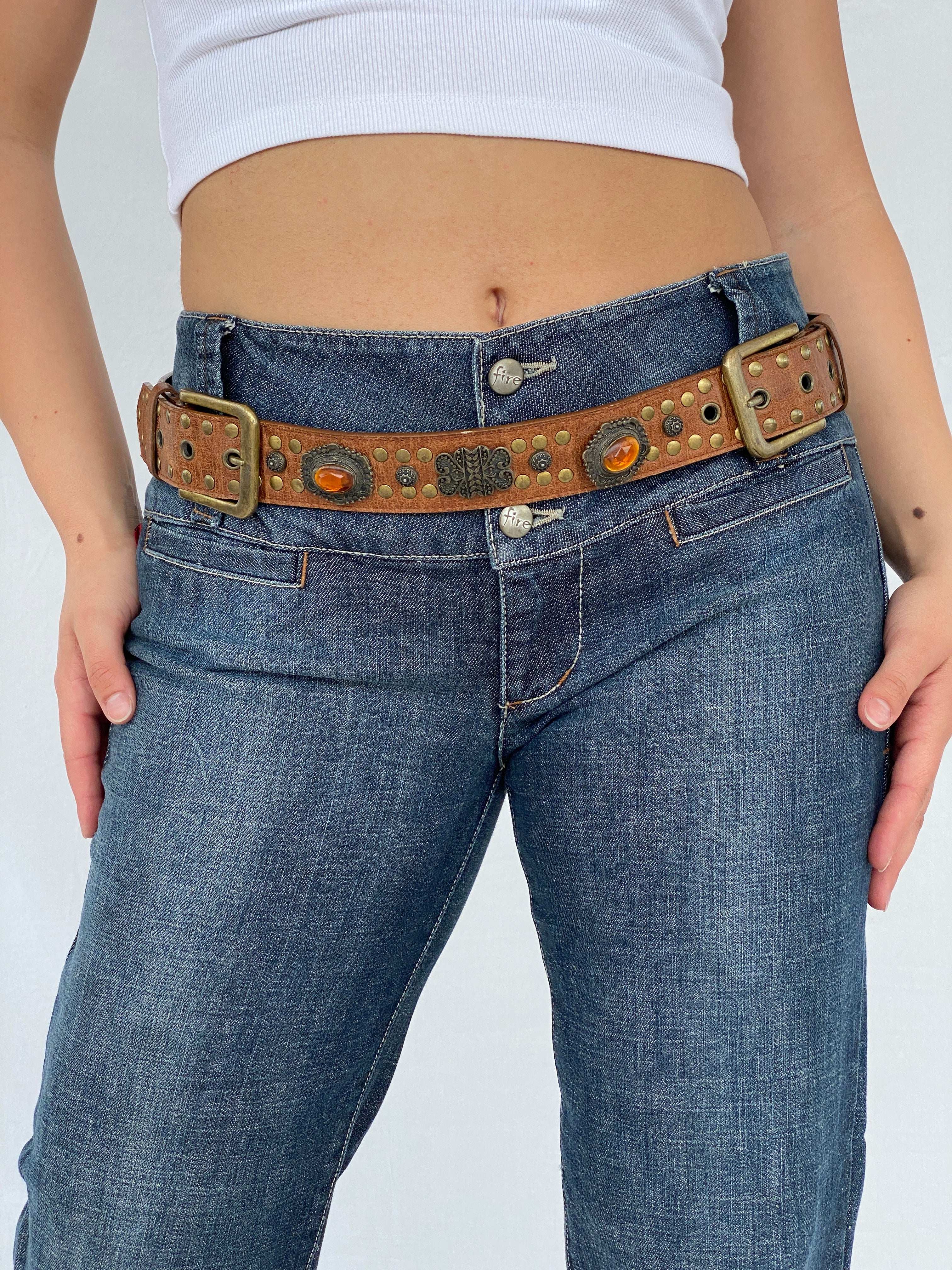 Vintage Western Style Cowboy Embellished Belt - Balagan Vintage 80s, belt, cowboy, Deals, Lana