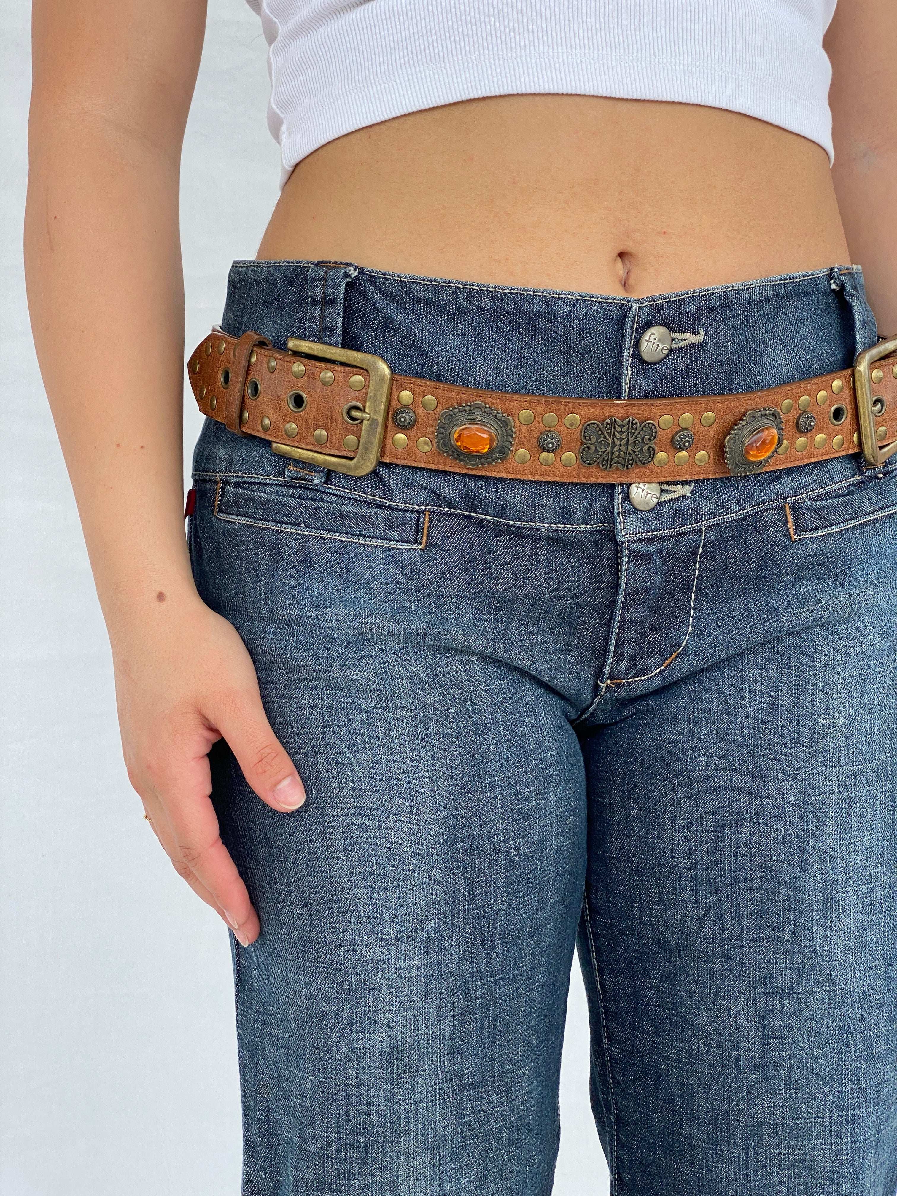 Vintage Western Style Cowboy Embellished Belt - Balagan Vintage 80s, belt, cowboy, Deals, Lana