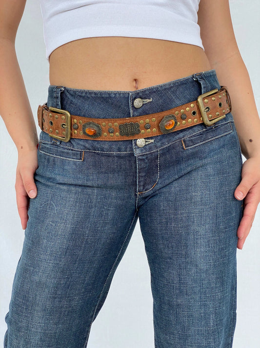 Vintage Western Style Cowboy Embellished Belt - Balagan Vintage 80s, belt, cowboy, Lana