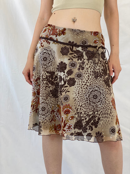 Vintage Xanaka Brown Floral Boho Paisley Print Midi Skirt - M - Balagan Vintage Midi Skirt animal print, Ayah, Boho, floral, floral skirt, maxi skirt, NEW IN, winter