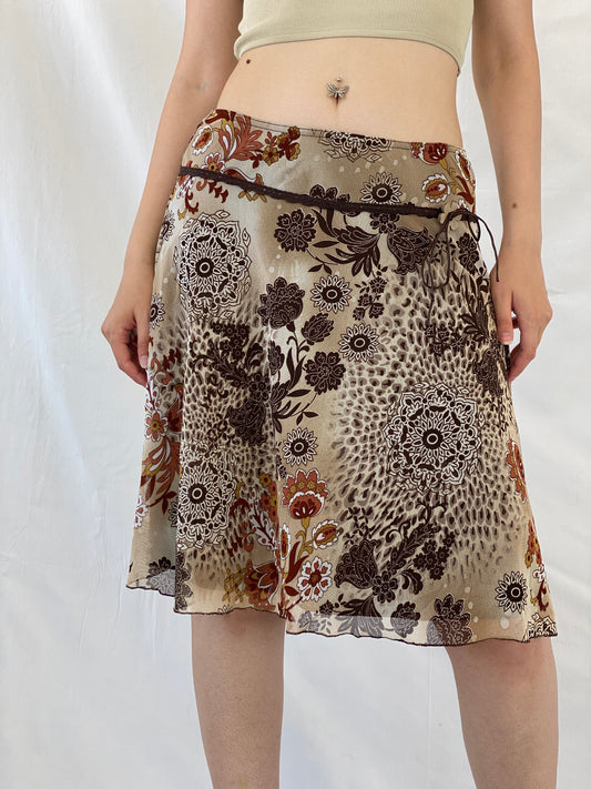 Vintage Xanaka Brown Floral Boho Paisley Print Midi Skirt - M - Balagan Vintage Midi Skirt animal print, Ayah, Boho, floral, floral skirt, maxi skirt, NEW IN, winter