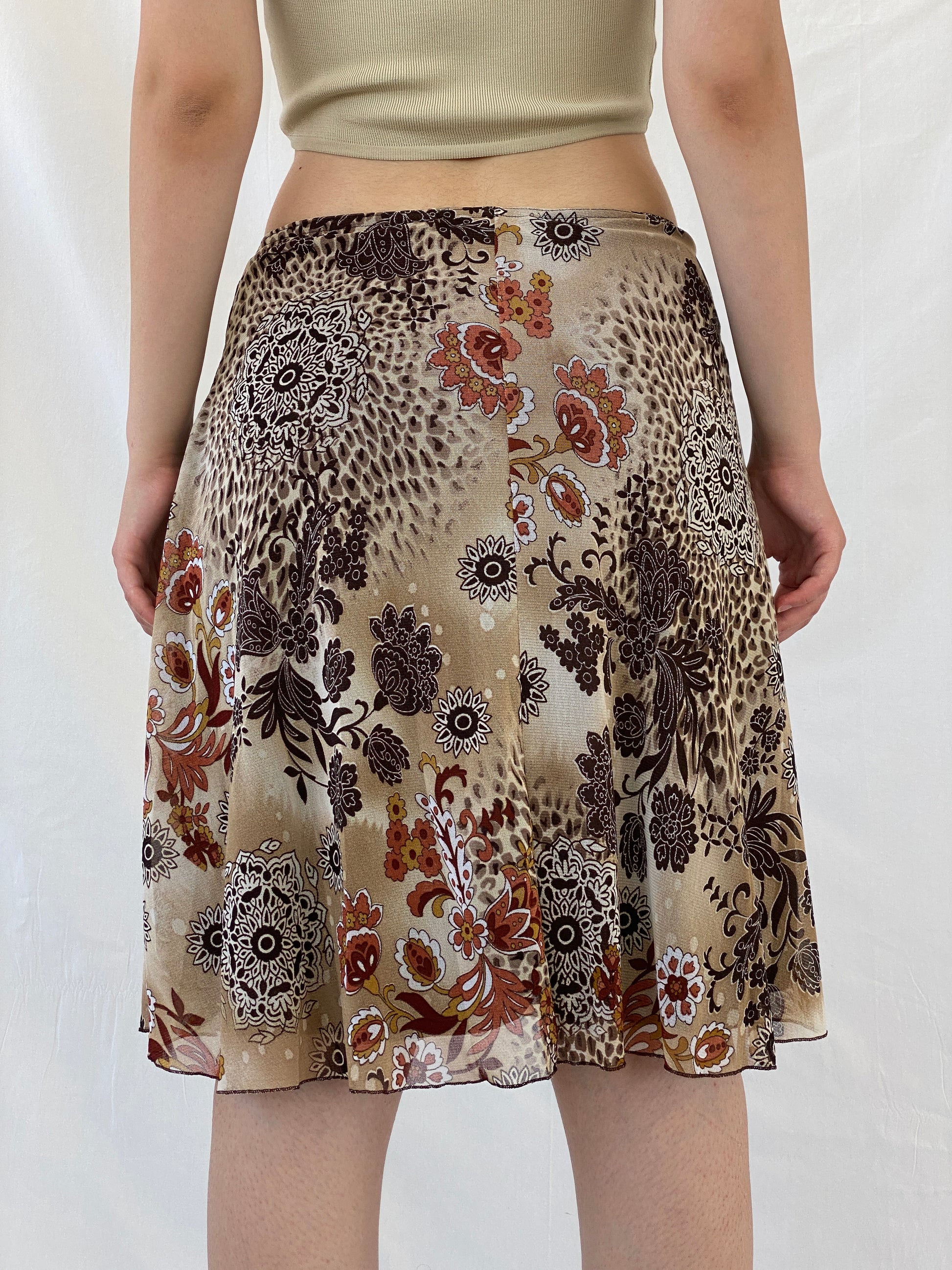 Vintage Xanaka Brown Floral Boho Paisley Print Midi Skirt - M - Balagan Vintage Midi Skirt animal print, Ayah, Boho, floral, floral skirt, maxi skirt, NEW IN, winter