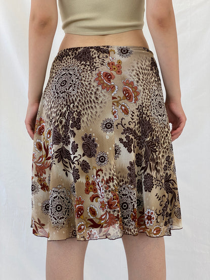 Vintage Xanaka Brown Floral Boho Paisley Print Midi Skirt - M - Balagan Vintage Midi Skirt animal print, Ayah, Boho, floral, floral skirt, maxi skirt, NEW IN, winter